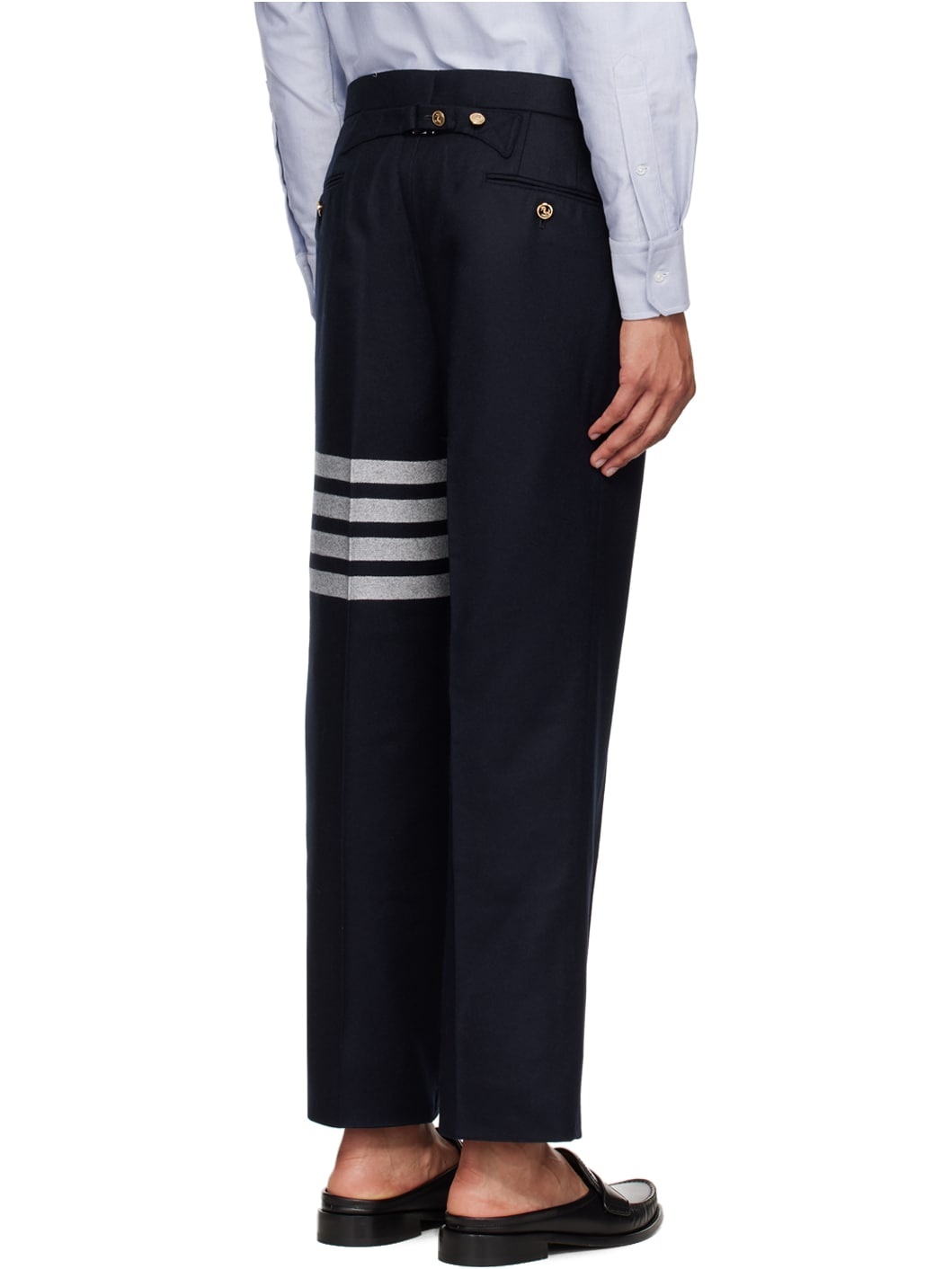 Navy 4-Bar Trousers - 3