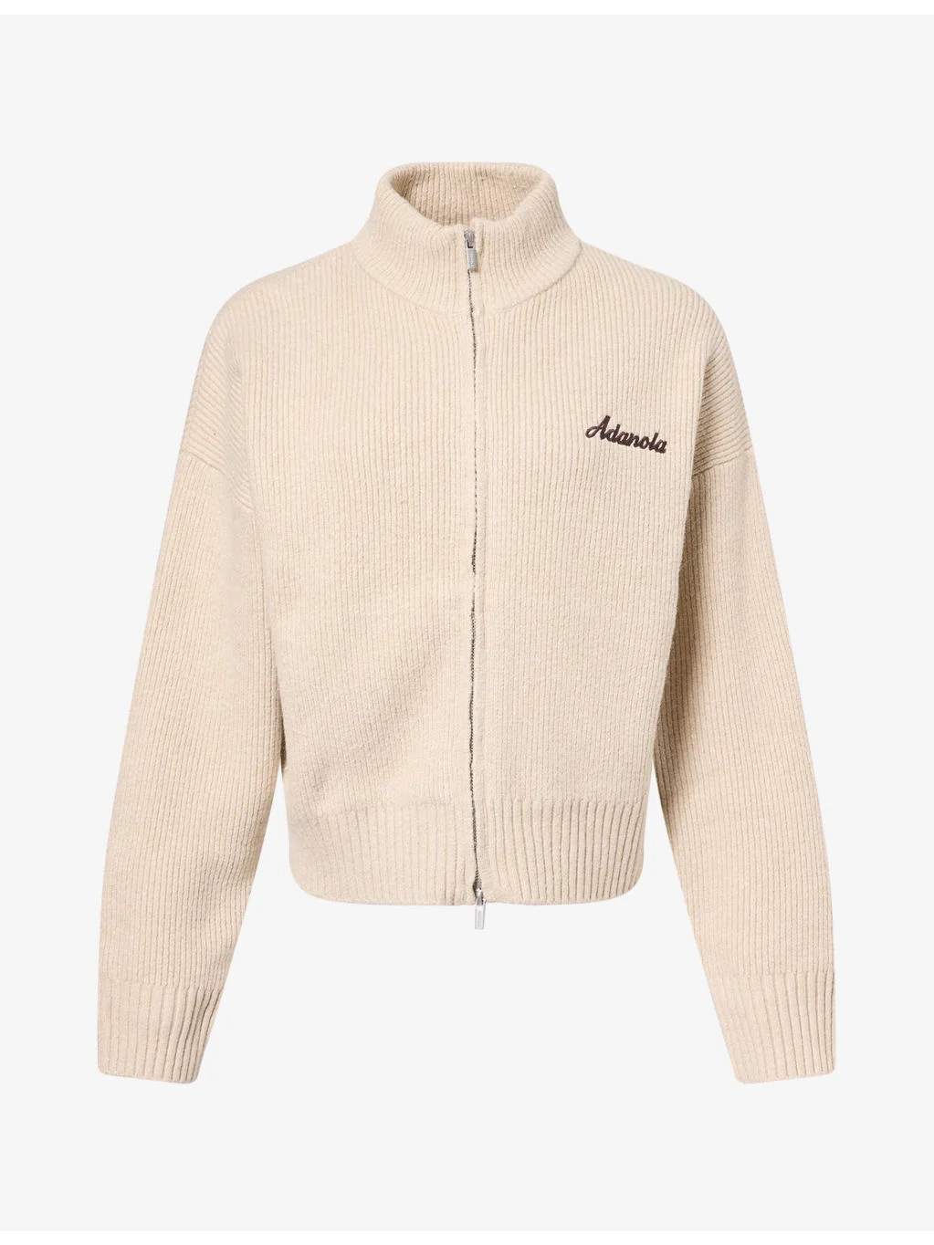 Funnel-Neck Zip-Up Cotton-Knit Jumper - 1