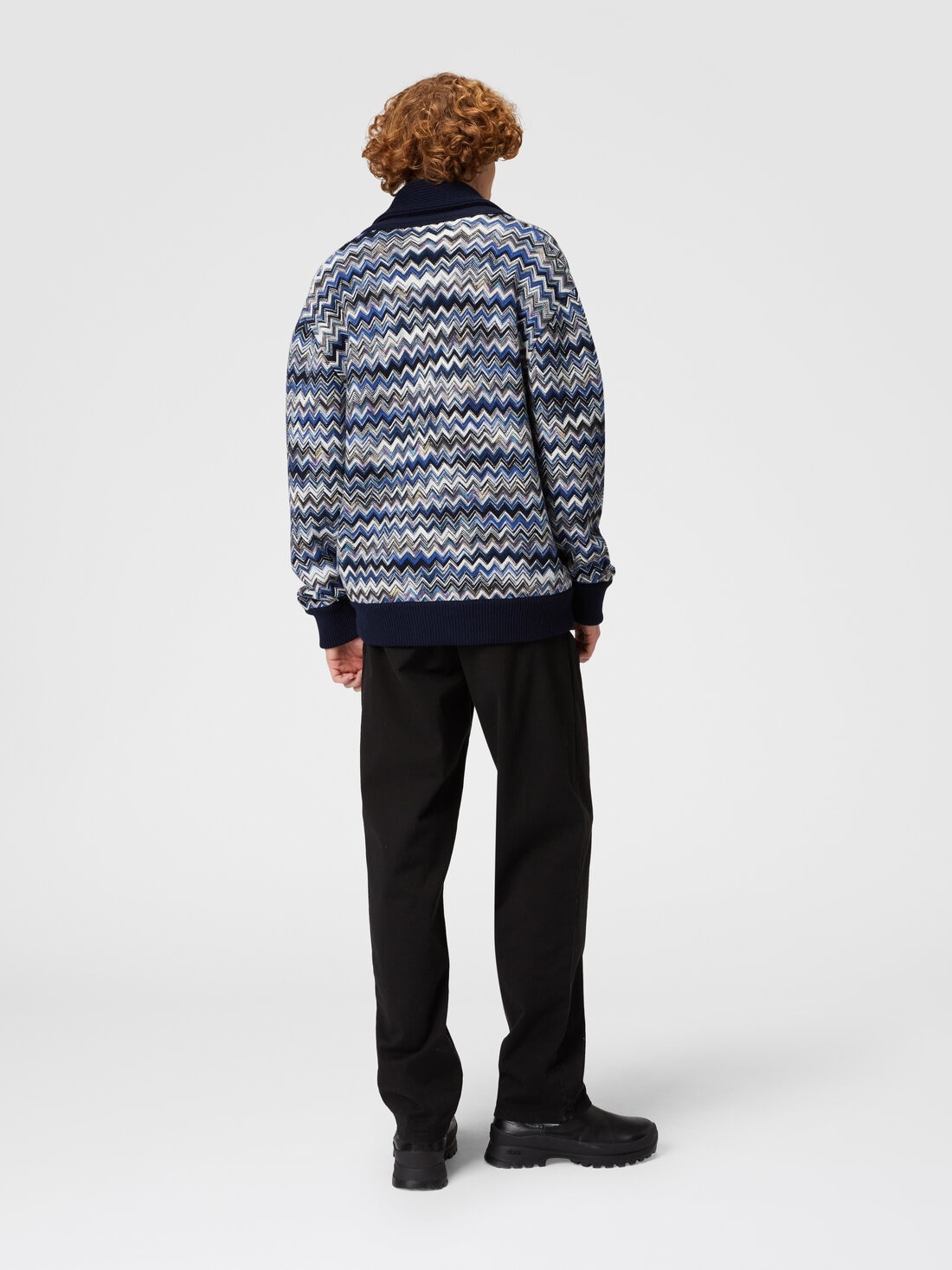 Zig zag wool cardigan with shawl collar - 3