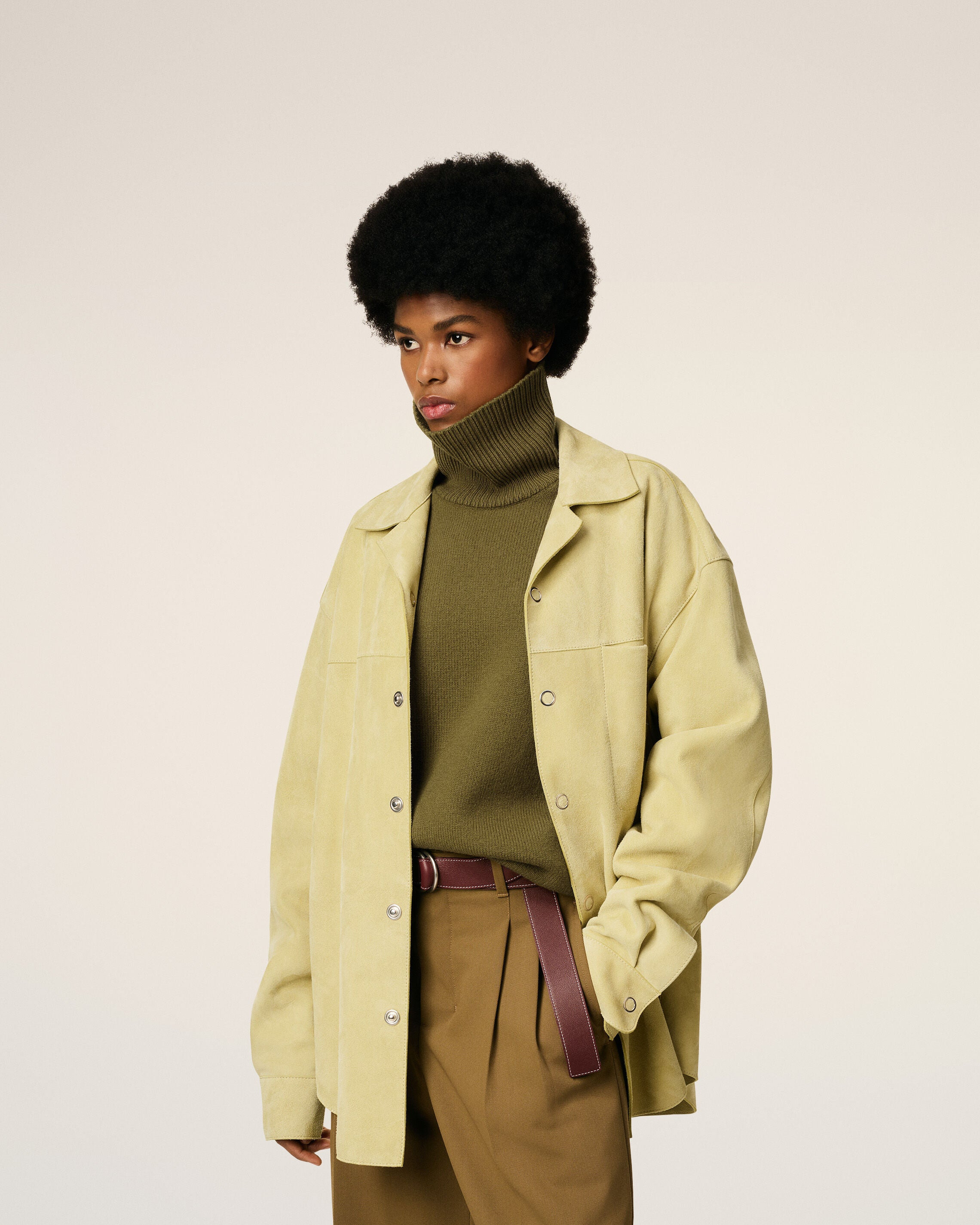 GREEN LEATHER OVERSHIRT - 3