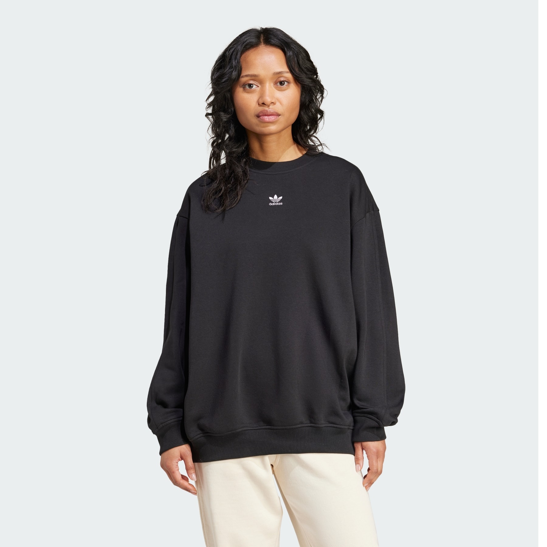 Essentials Fleece Long Oversized Crew Sweatshirt - 2