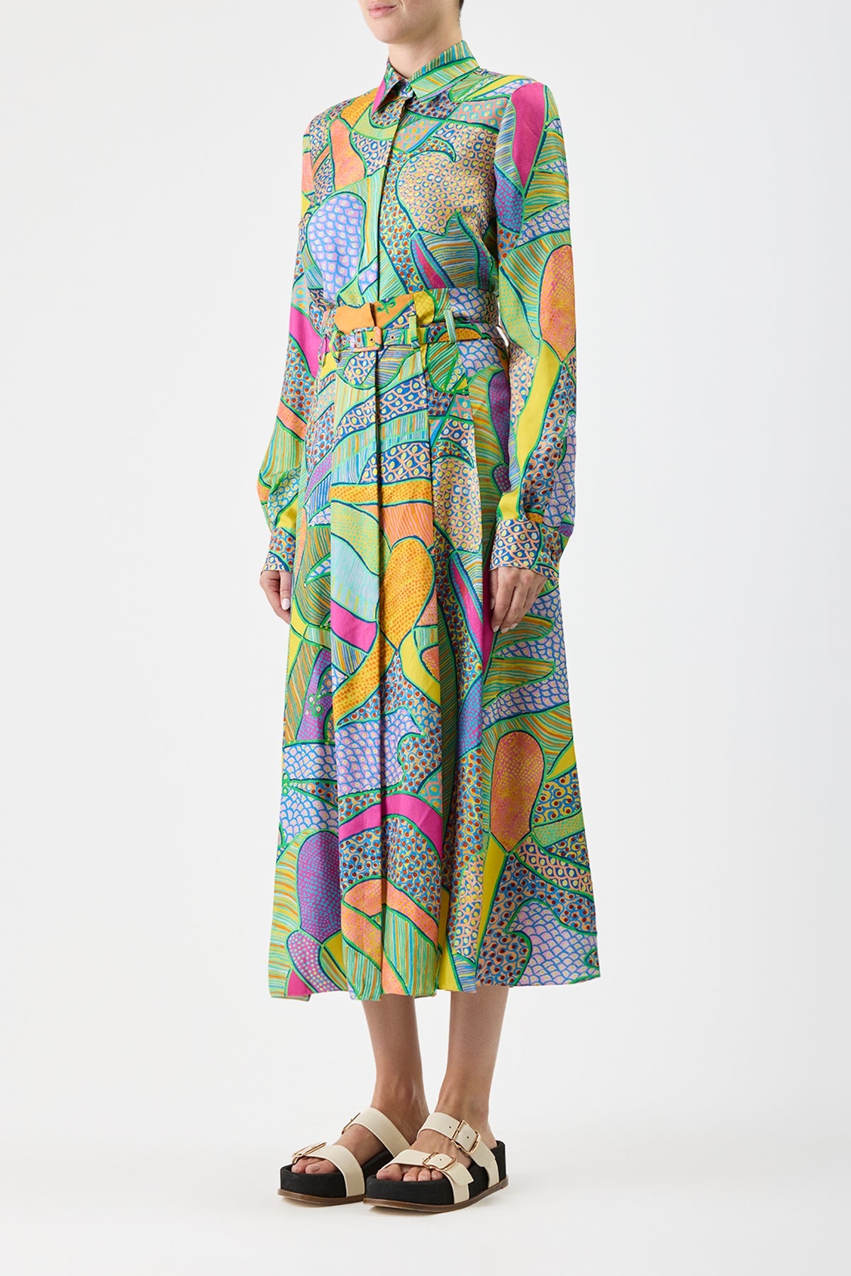 Dugald Pleated Skirt in Printed Silk - 3