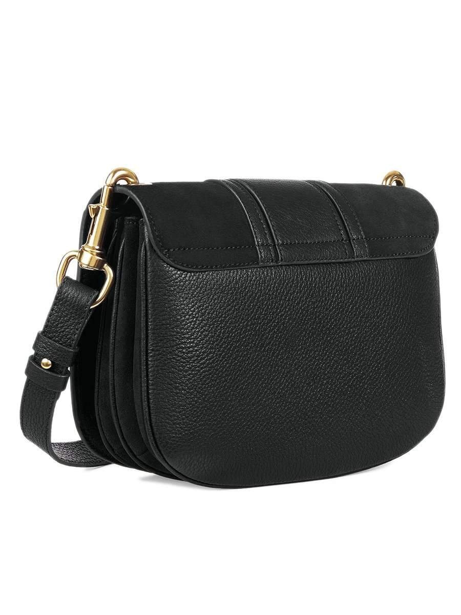 Hana Leather & Suede Shoulder Bag in Black - 4