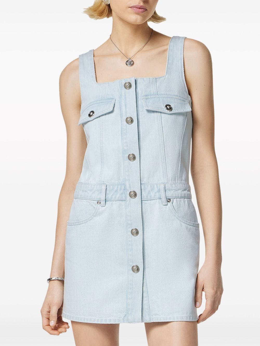 Medusa-buttons denim minidress - 3