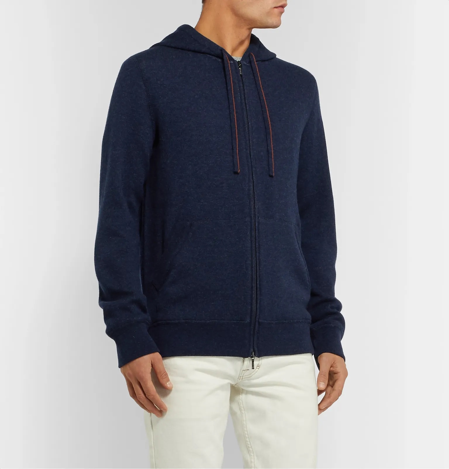 Mélange Cashmere-Blend Zip-Up Hoodie - 10