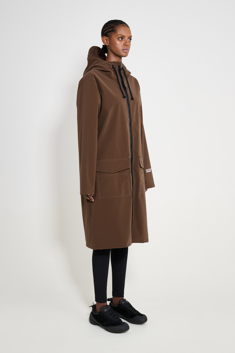 Stockholm Long Patch Raincoat Dark Brown 3