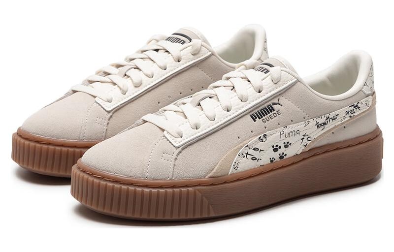 (WMNS) PUMA Suede Platform Draw 'Beige White' 395904-01 - 3