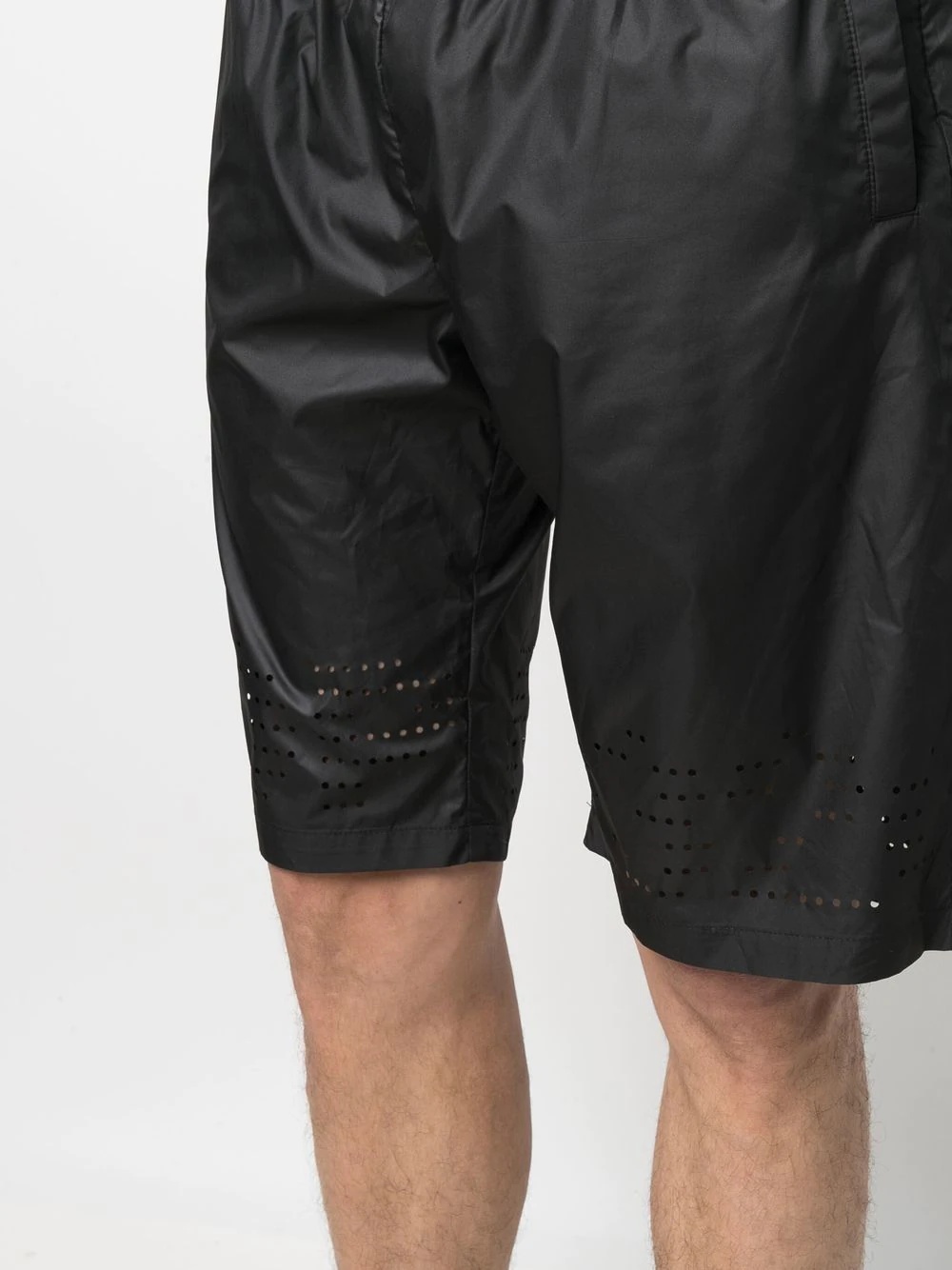 perforated-detail slip-on track shorts - 5