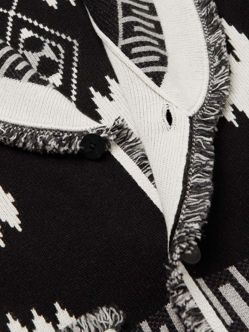 Icon Shawl-Collar Cashmere and Linen-Blend Jacquard Cardigan 5