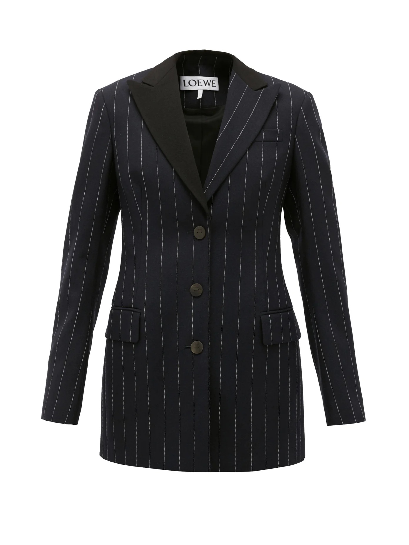 Pinstriped single-breasted wool jacket - 1