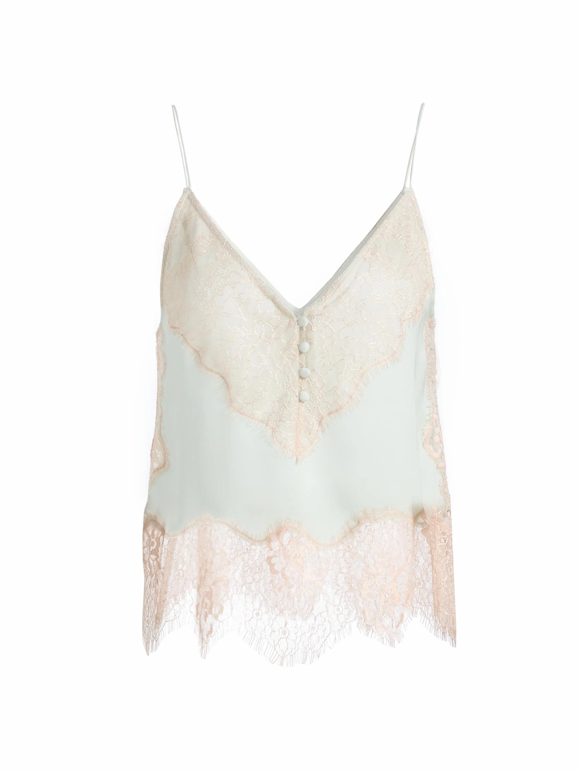 Women's Suraiya Lace-Trimmed Satin Top - Sage - 1