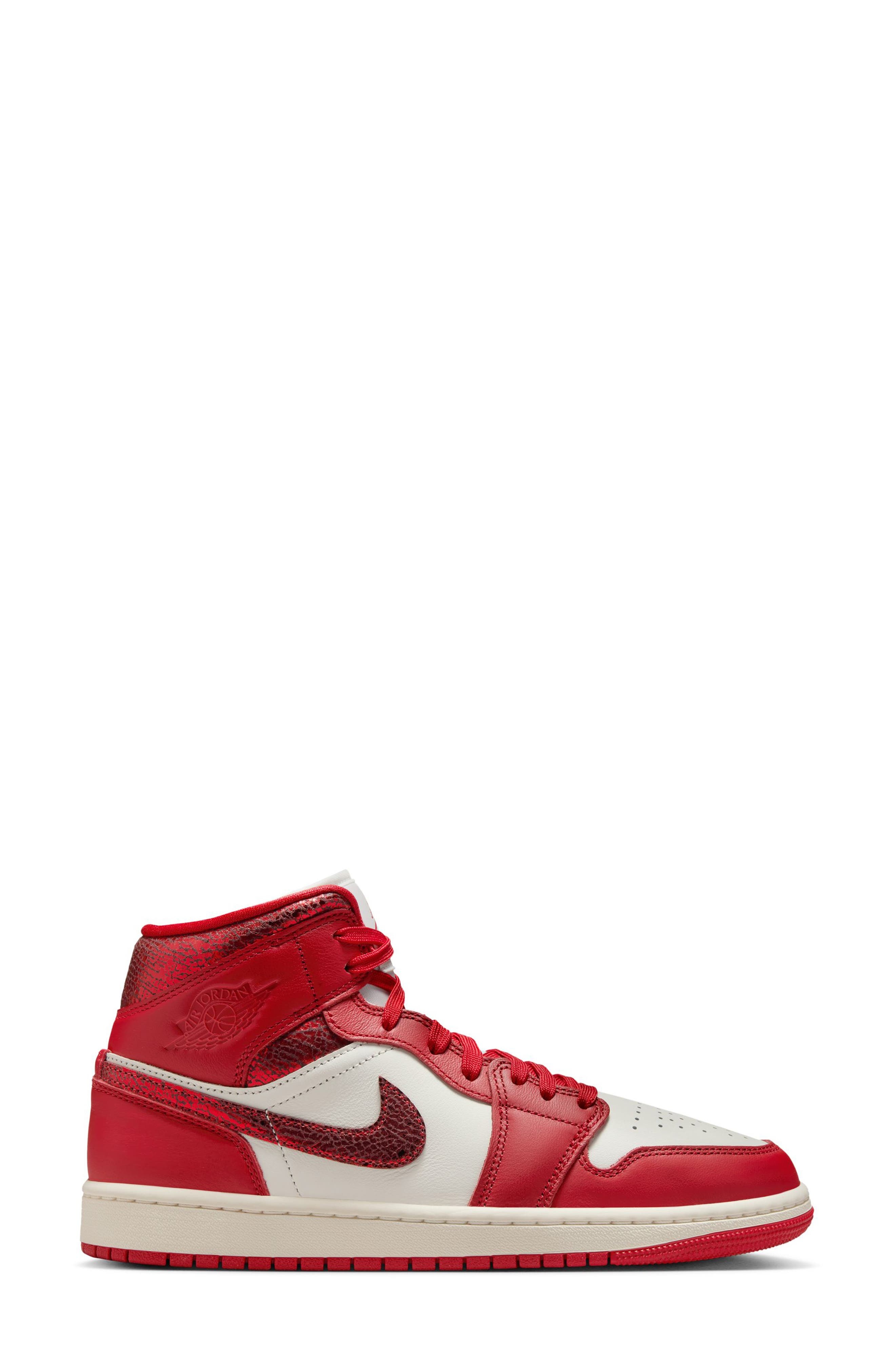 Air Jordan 1 Mid SE Basketball Sneaker in Sail/Varsity Red/Team Red at Nordstrom - 2