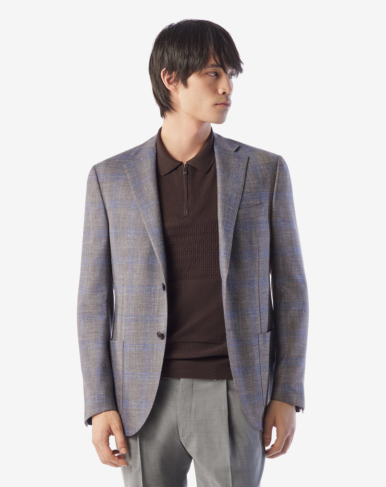 Denim-colored wool, silk and linen suit - 2