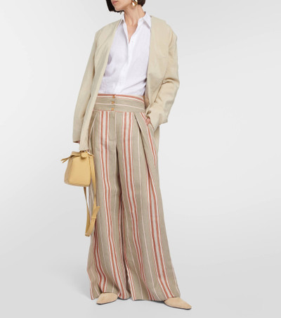 Loro Piana Notan striped wide-leg linen pants outlook