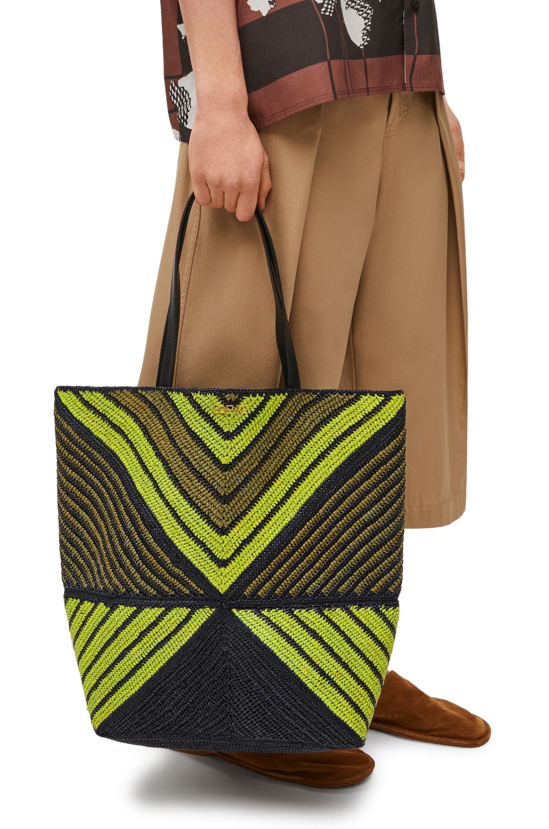 XL Puzzle Fold Tote in raffia - 3