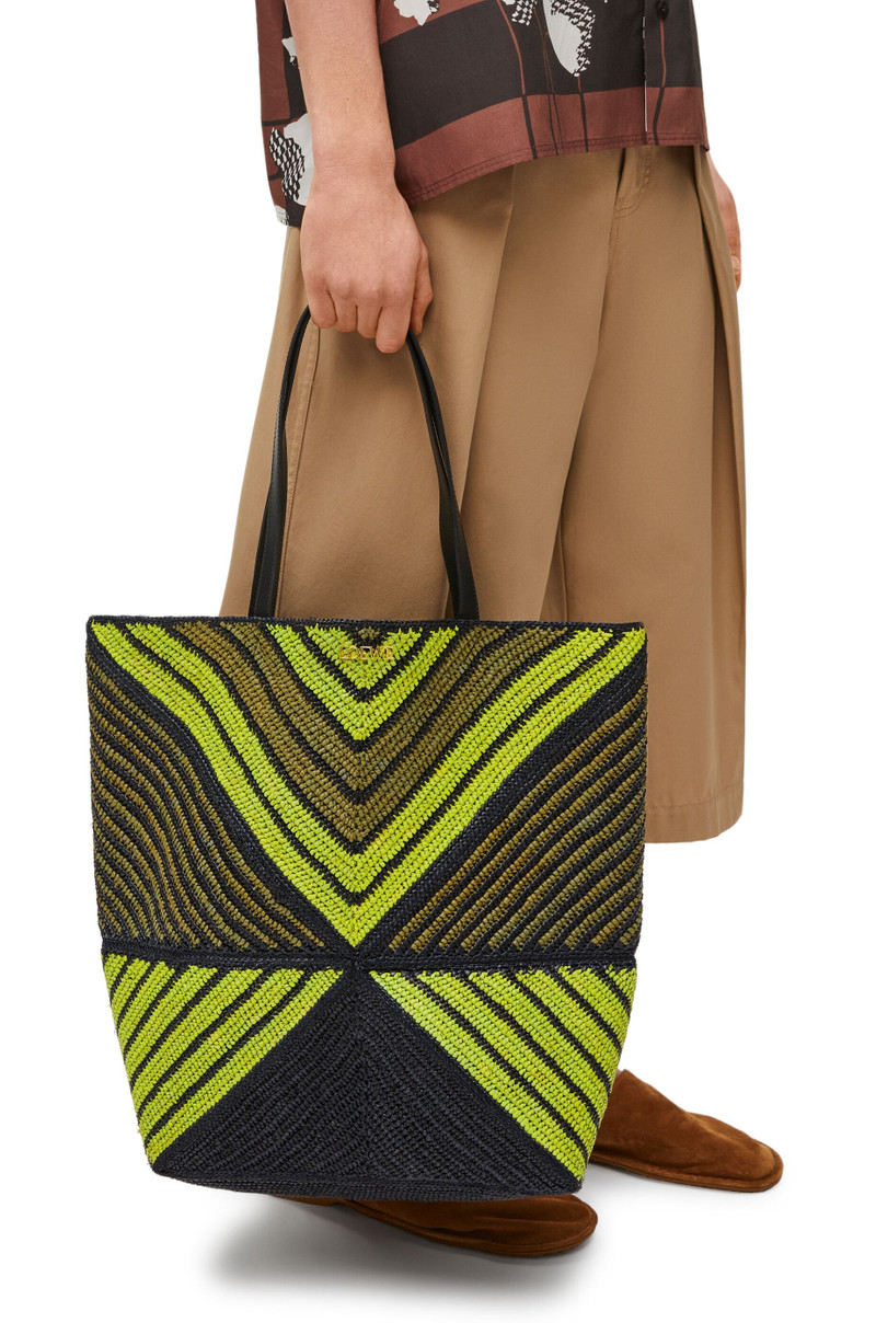 XL Puzzle Fold Tote in raffia 3