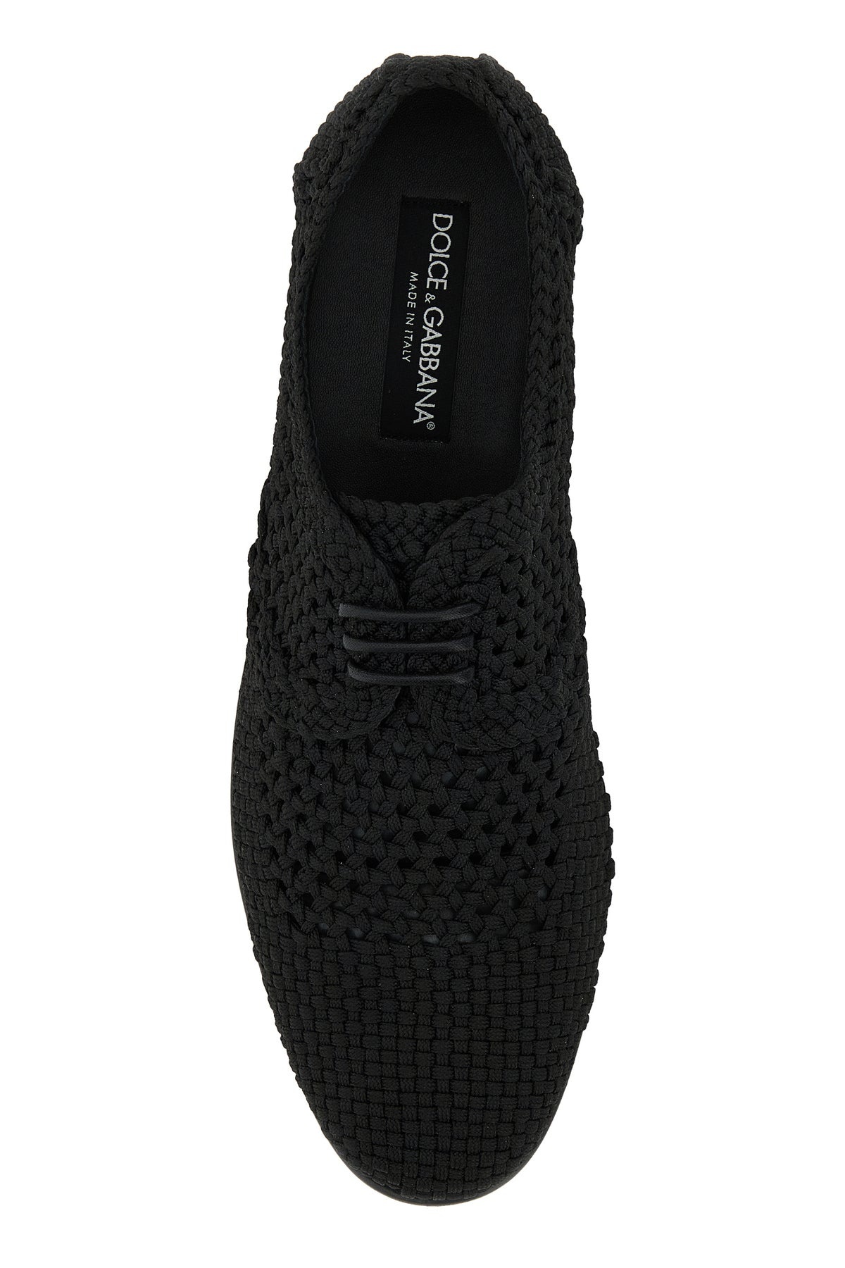 Black crochet lace-up shoes - 4