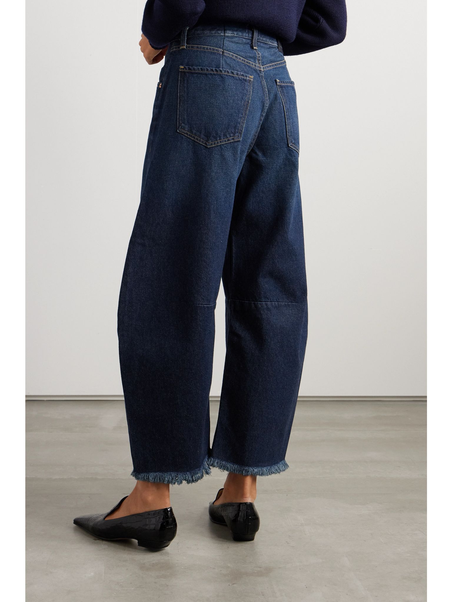 Horseshoe frayed high-rise wide-leg jeans Blue - 3
