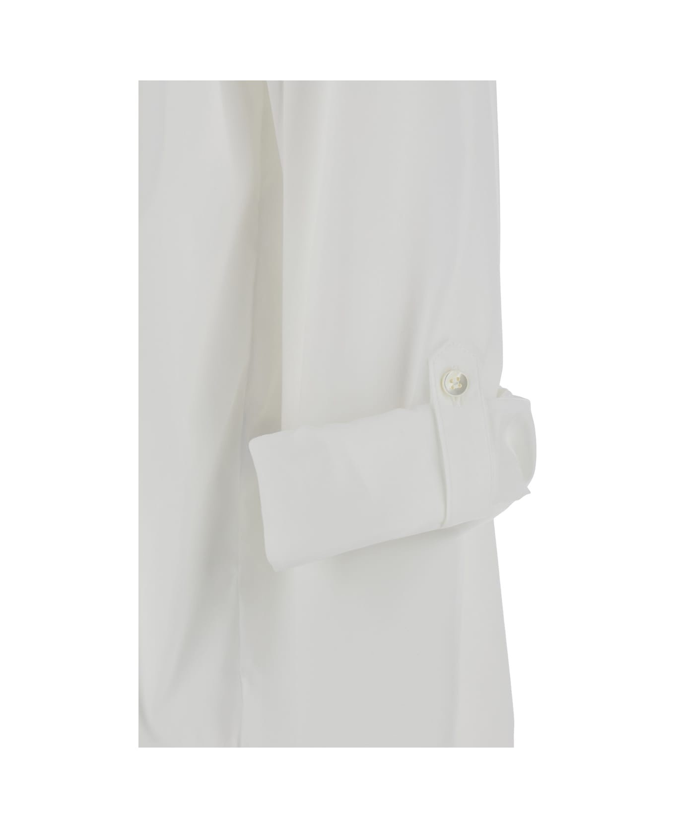 Oversized White Shirt With Monile Detail In Cotton Blend Woman - 3