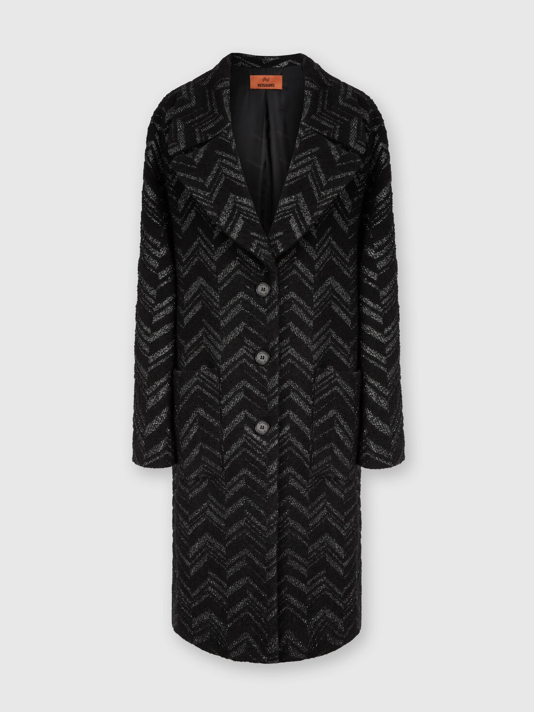 Bouclé knit coat with lamé chevron - 1