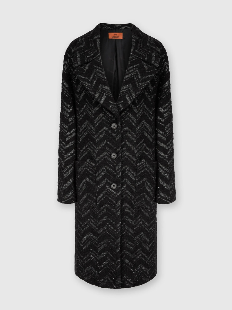 Bouclé knit coat with lamé chevron 1