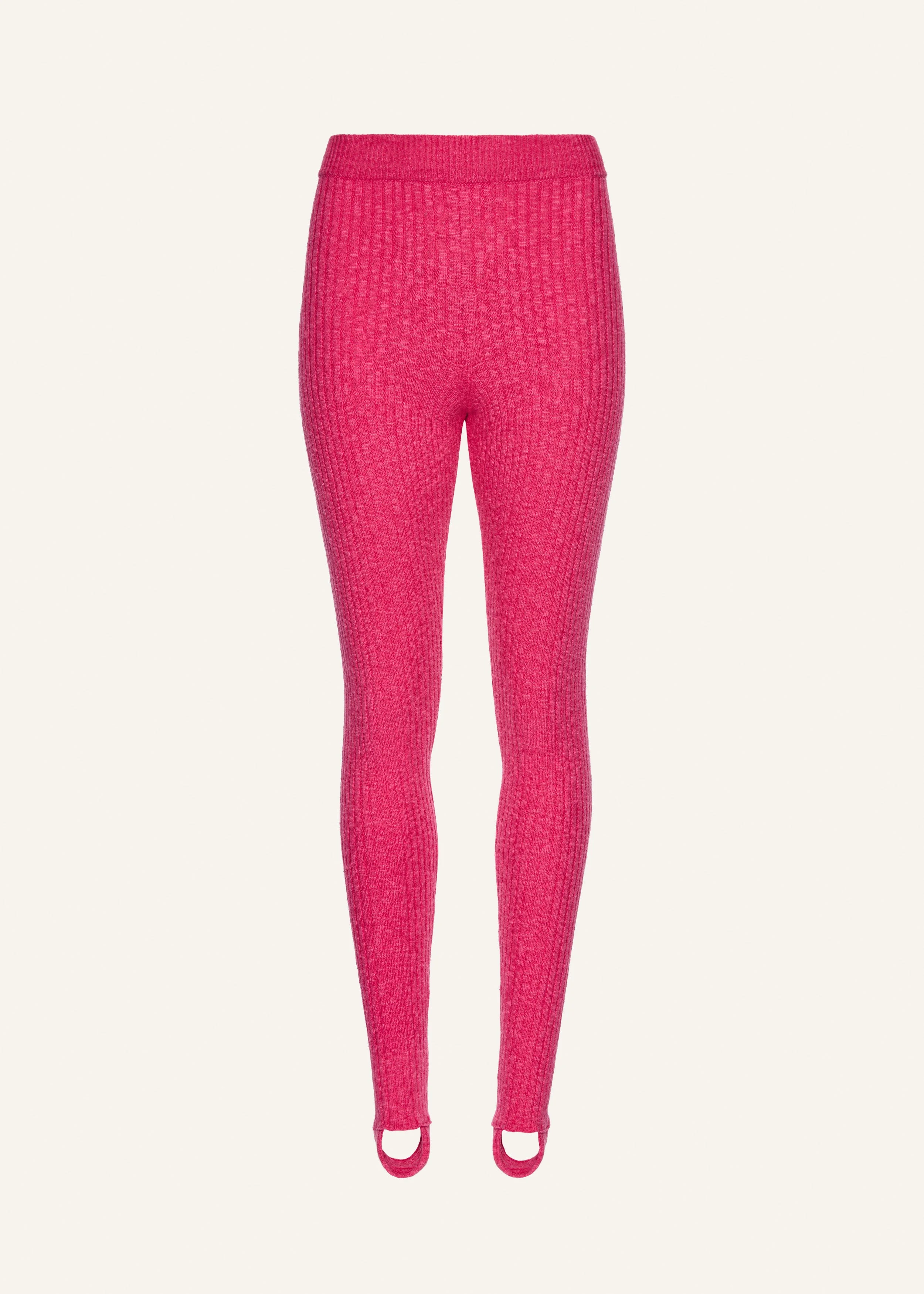 Knit stirrup leggings in pink - 1