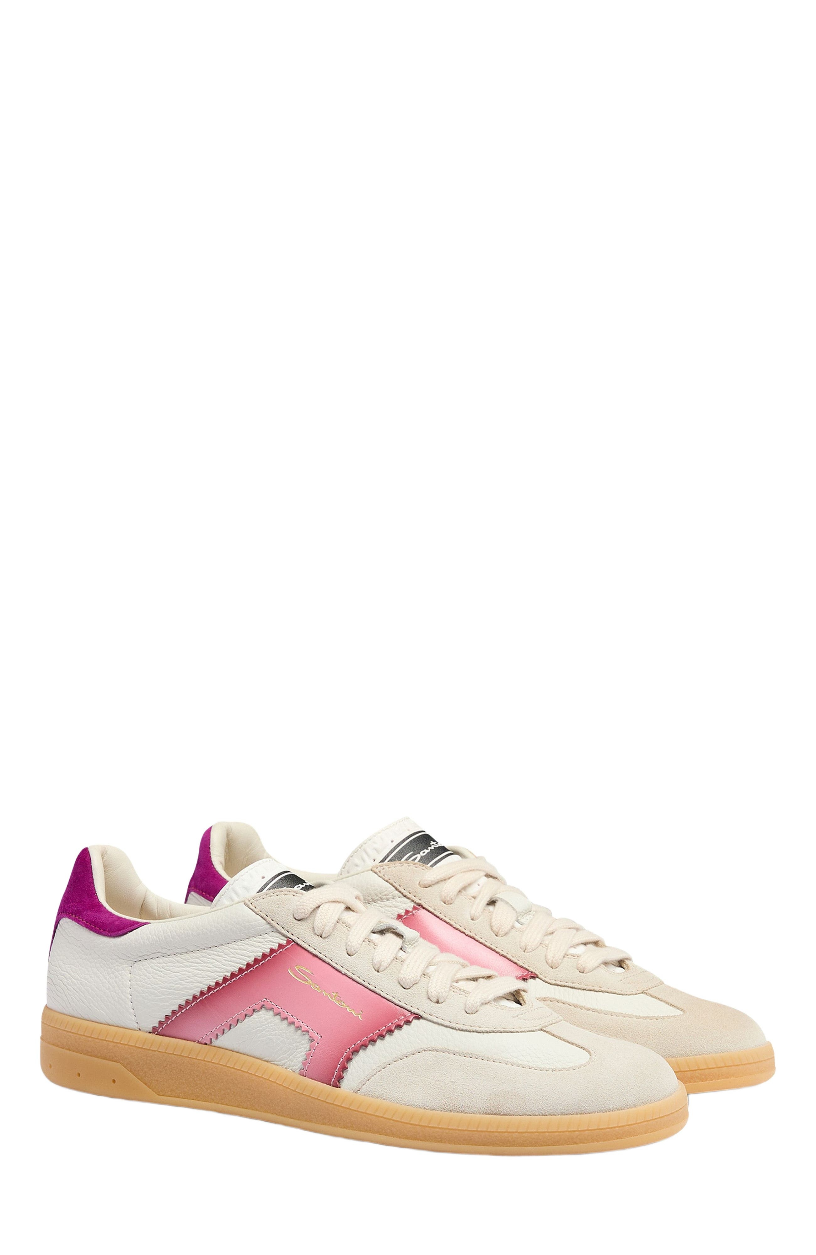 Santoni Women's white and violet leather and suede DBS Oly sneaker in Purple at Nordstrom - 3
