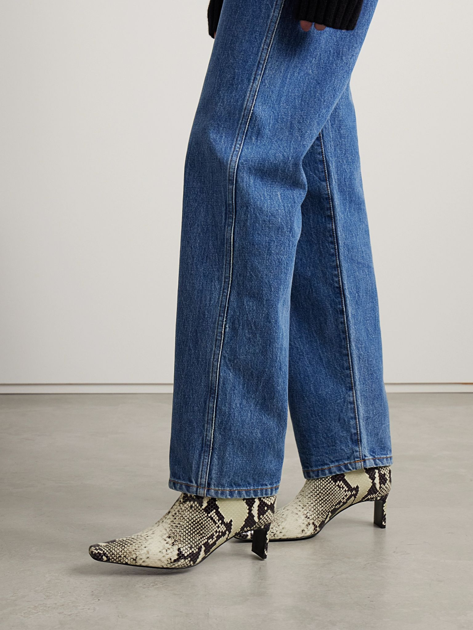 Ona snake-effect leather ankle boots Snake print - 2