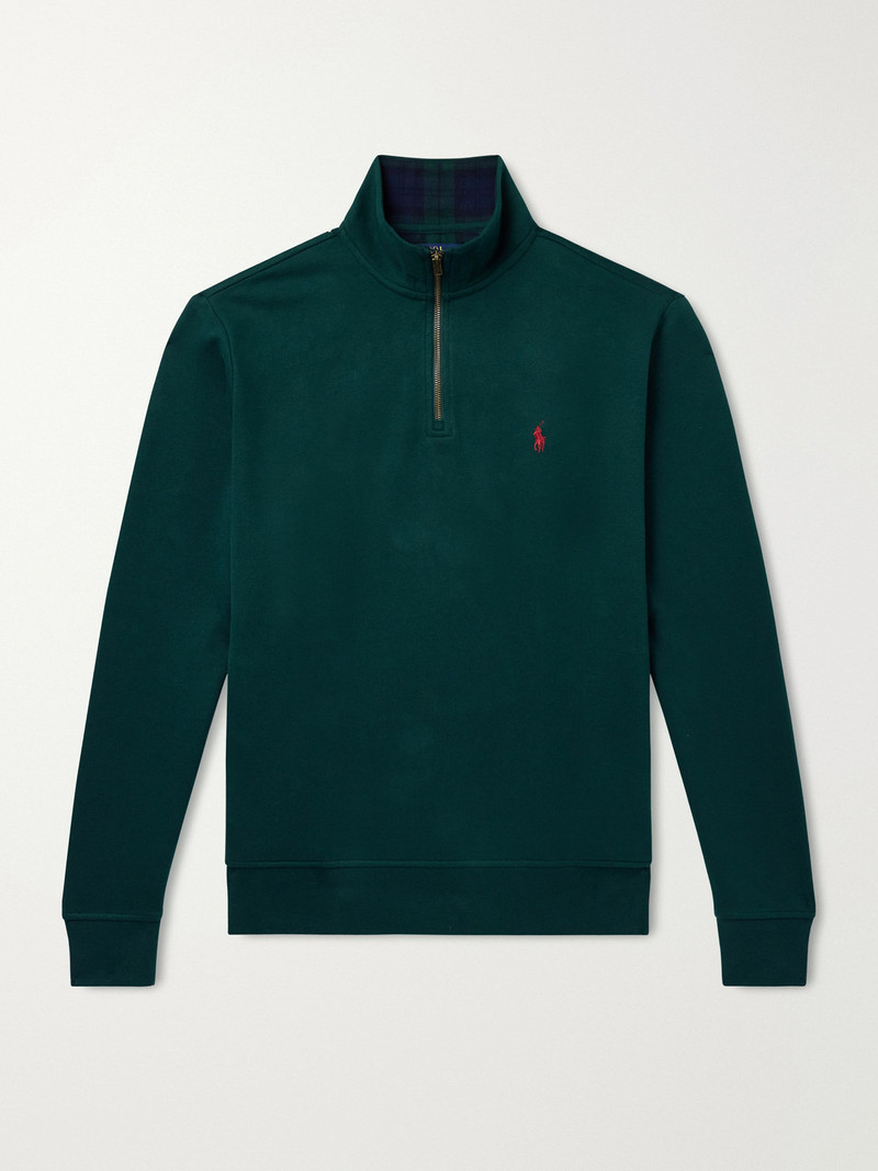 Logo-Embroidered Cotton-Blend Half-Zip Sweatshirt 1