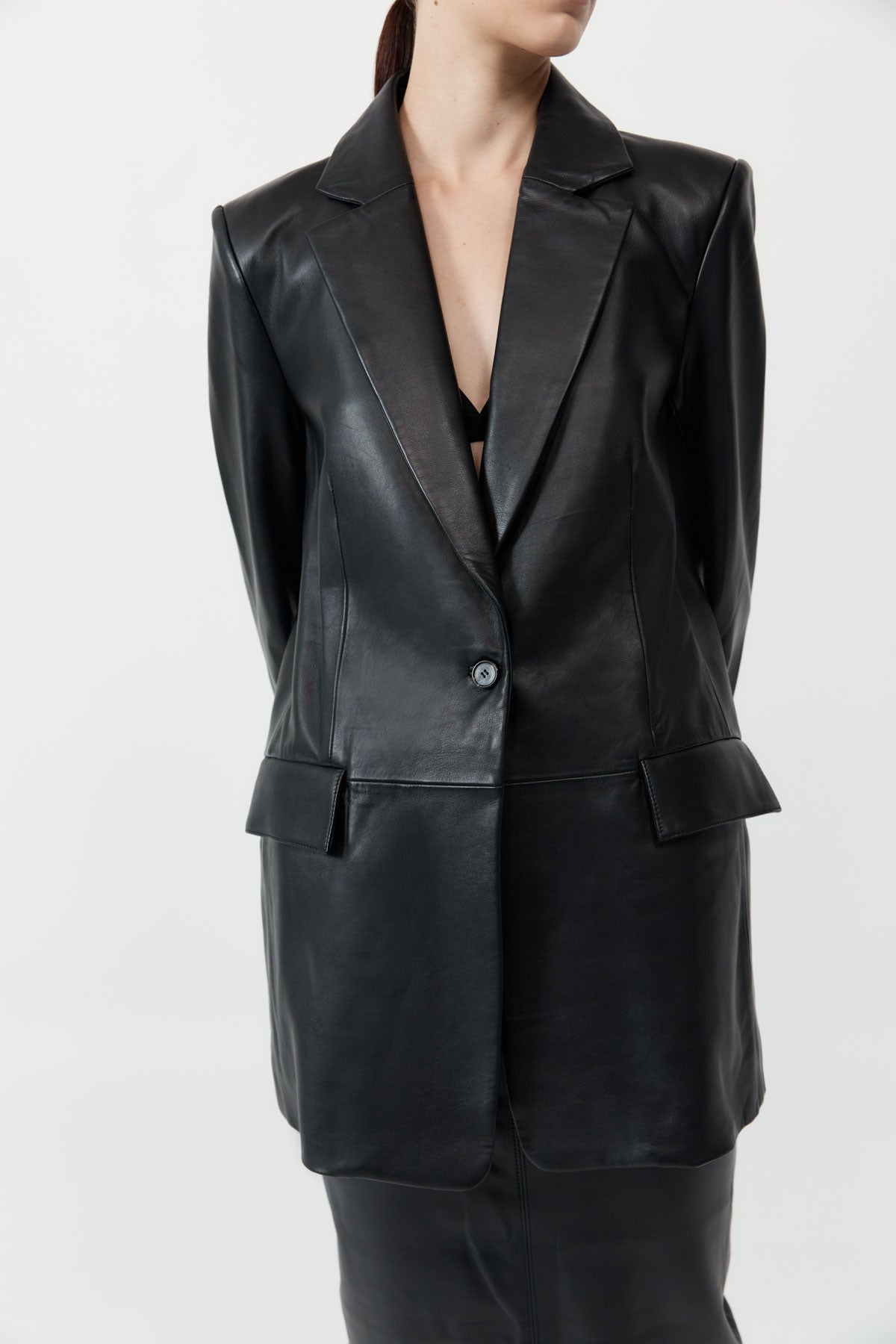 Leather Blazer - Black - 2