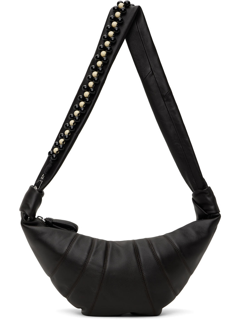 Brown Pearls Medium Croissant Bag 1