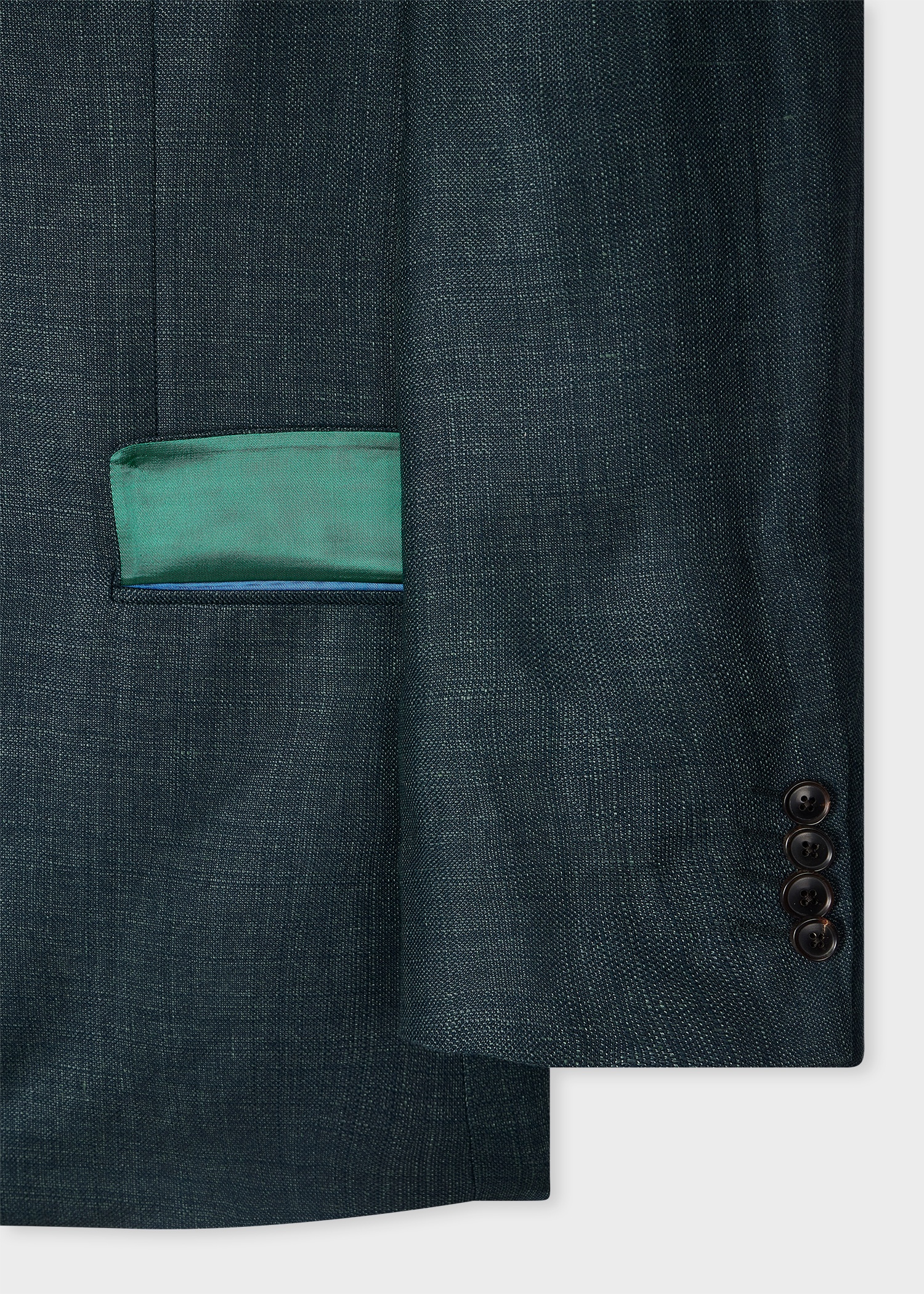 Dark Green Linen-Wool Blazer - 3