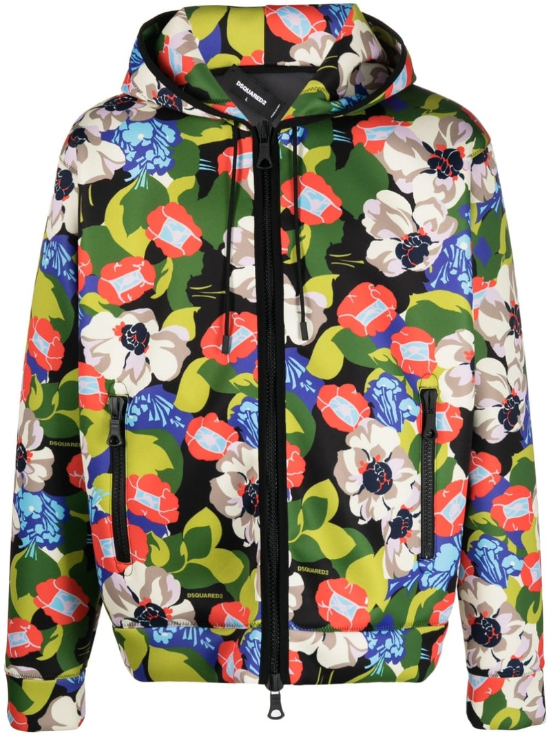 floral-print hooded jacket 1
