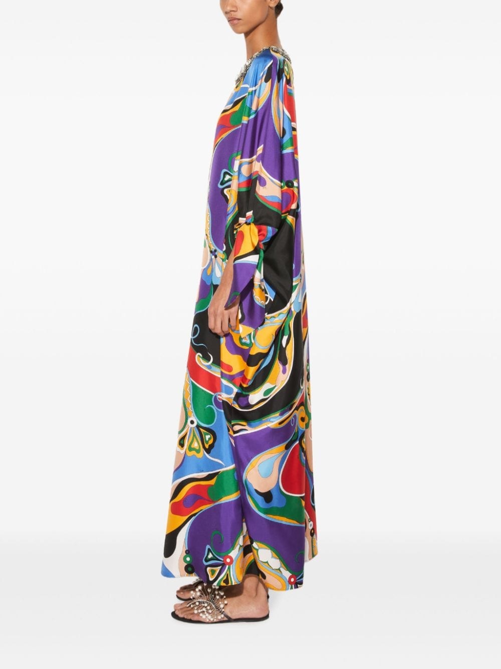 Orchidee-print silk kaftan - 3