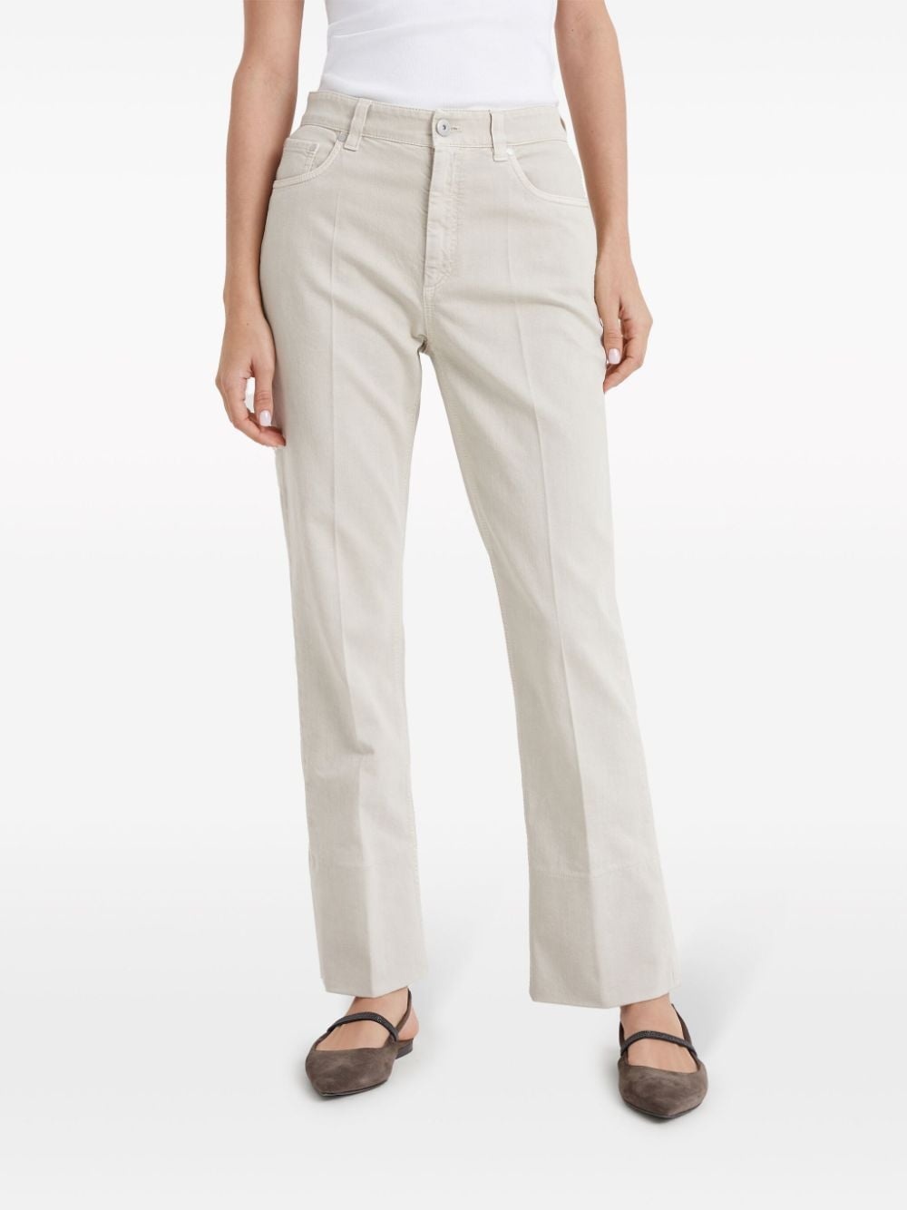 stretch-cotton kick-flare trousers - 3