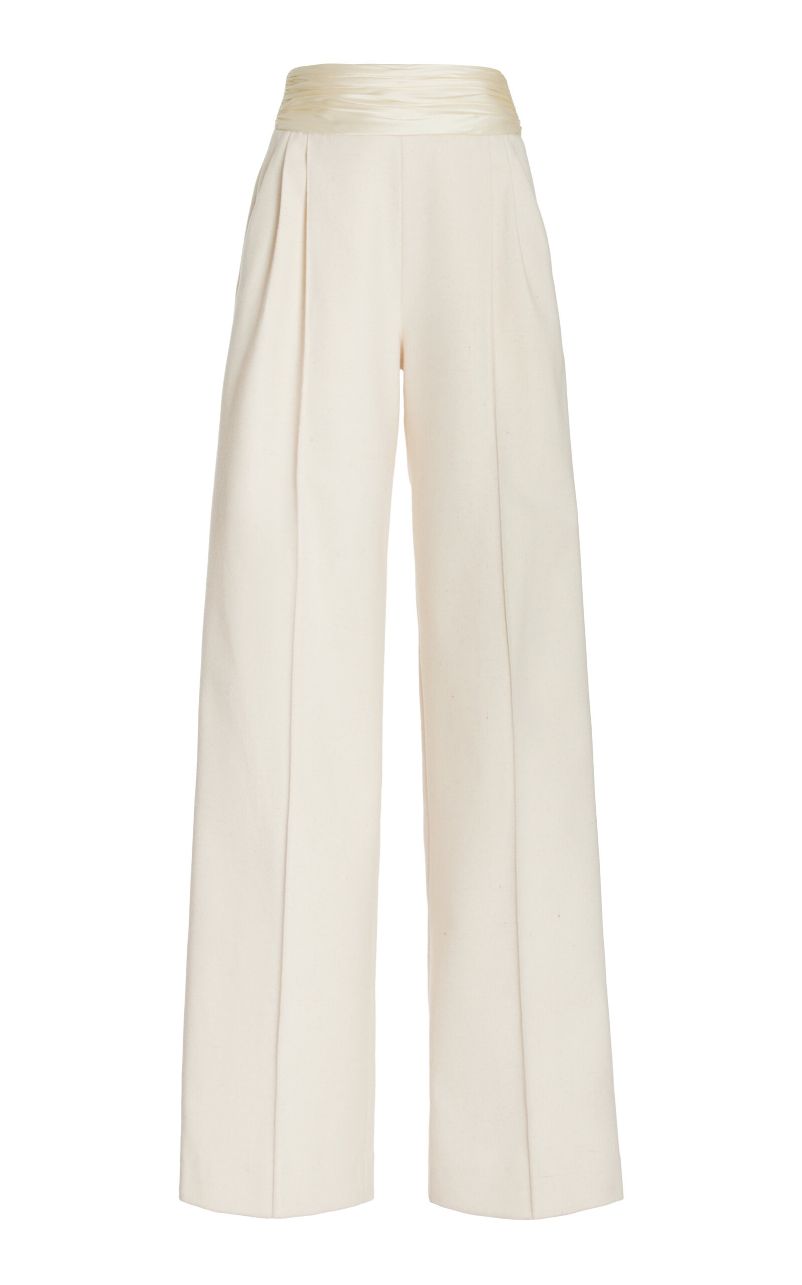 Relaxed Silk Wide-Leg Pants ivory - 1