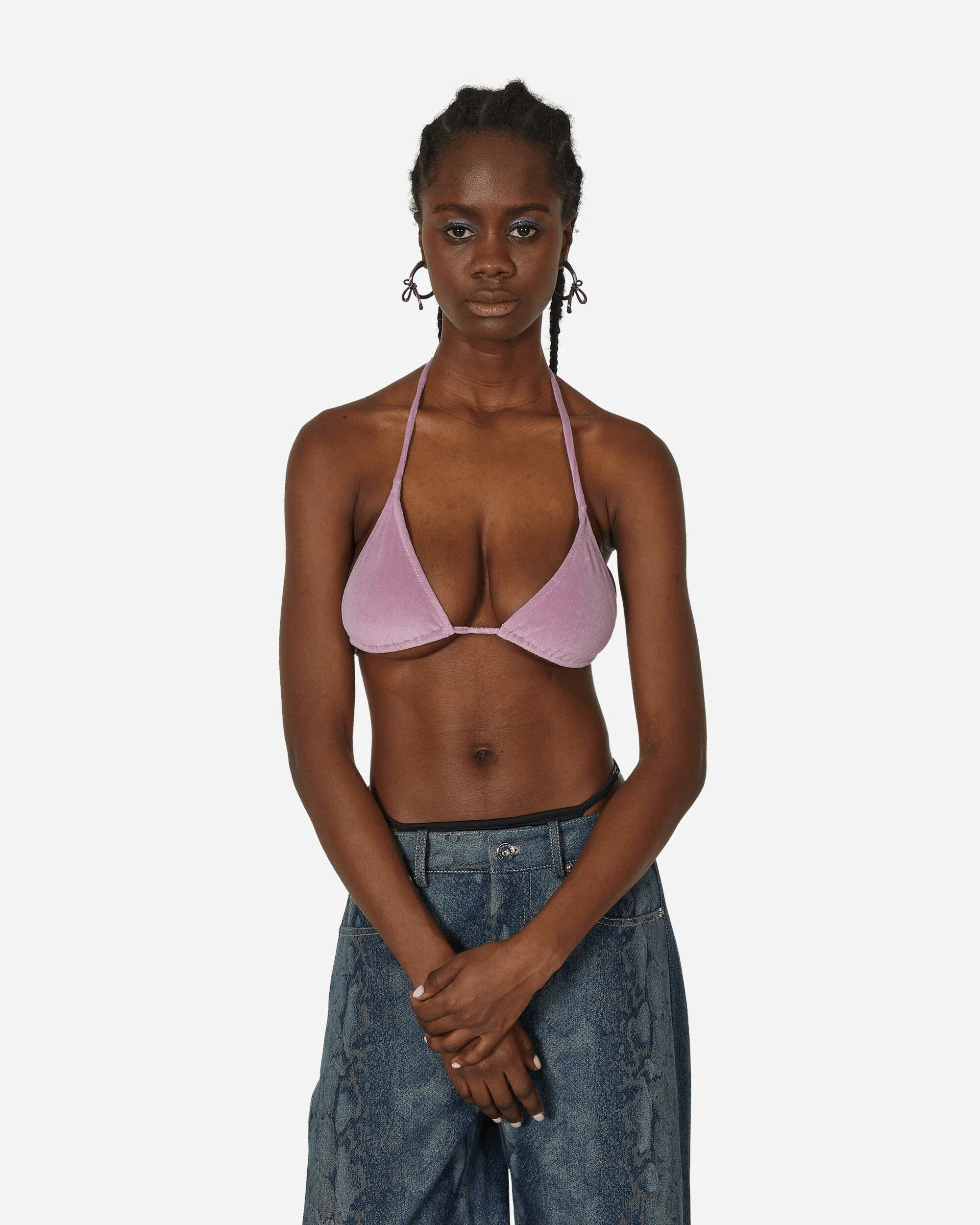 Velour Triangle Bikini Top Lavender - 1