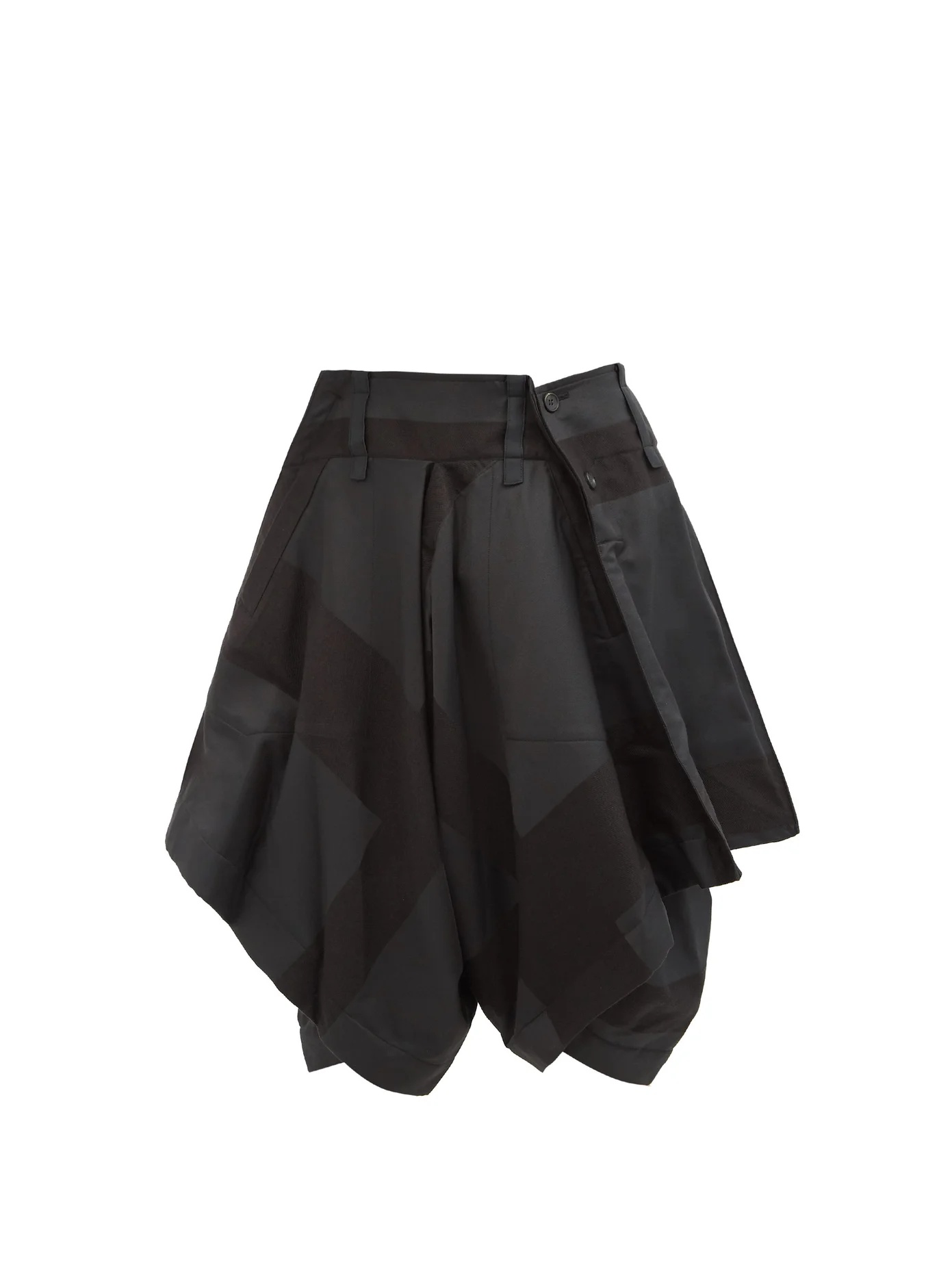 Two-tone draped twill shorts - 1