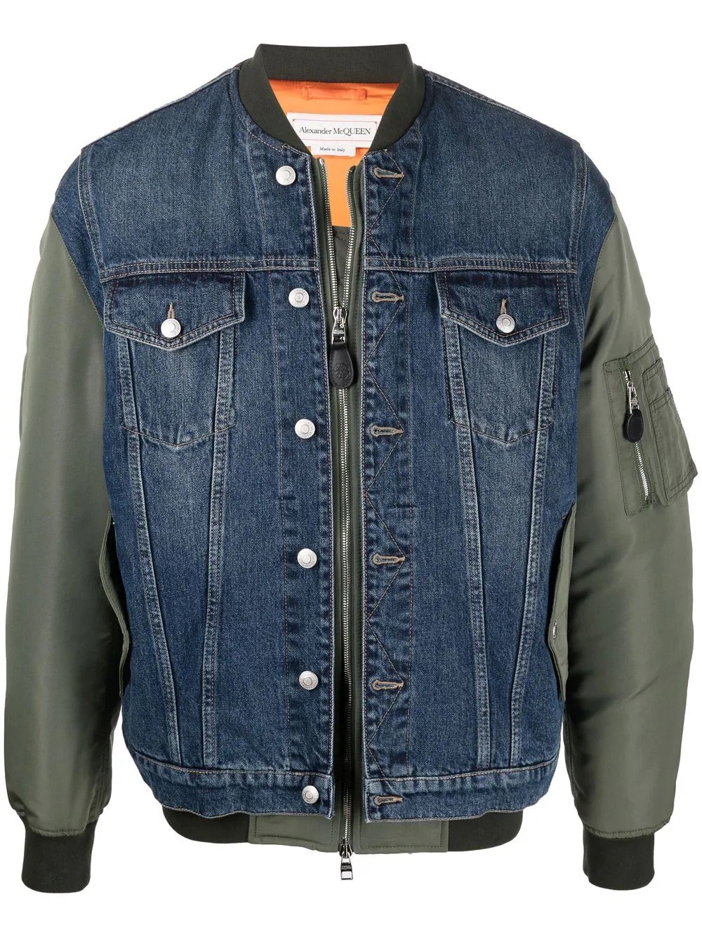 denim panelled bomber jacket - 1