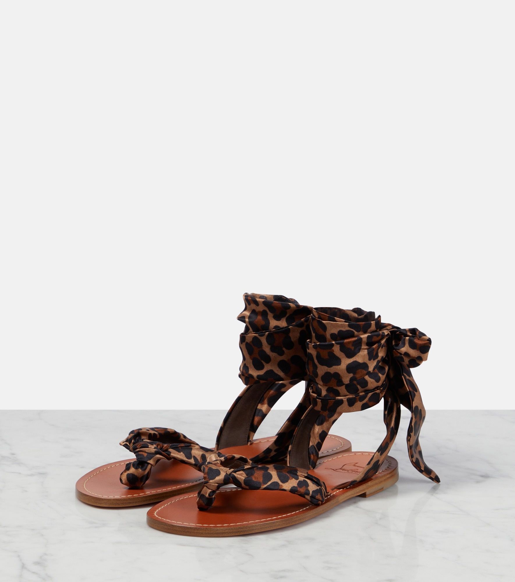 Niloo du Désert leopard-print satin sandals - 5