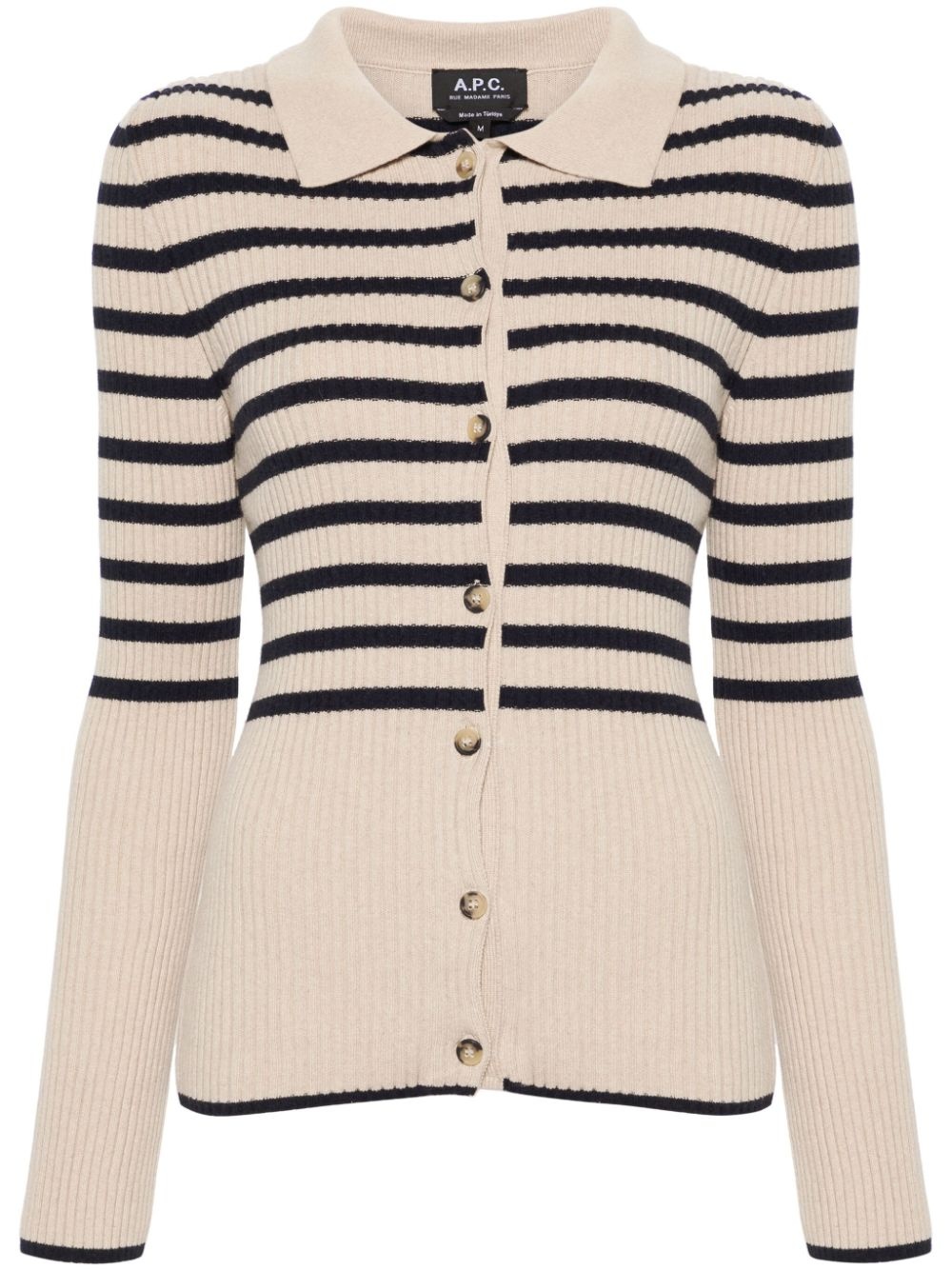 Mallory striped ribbed-knit cardigan - 1