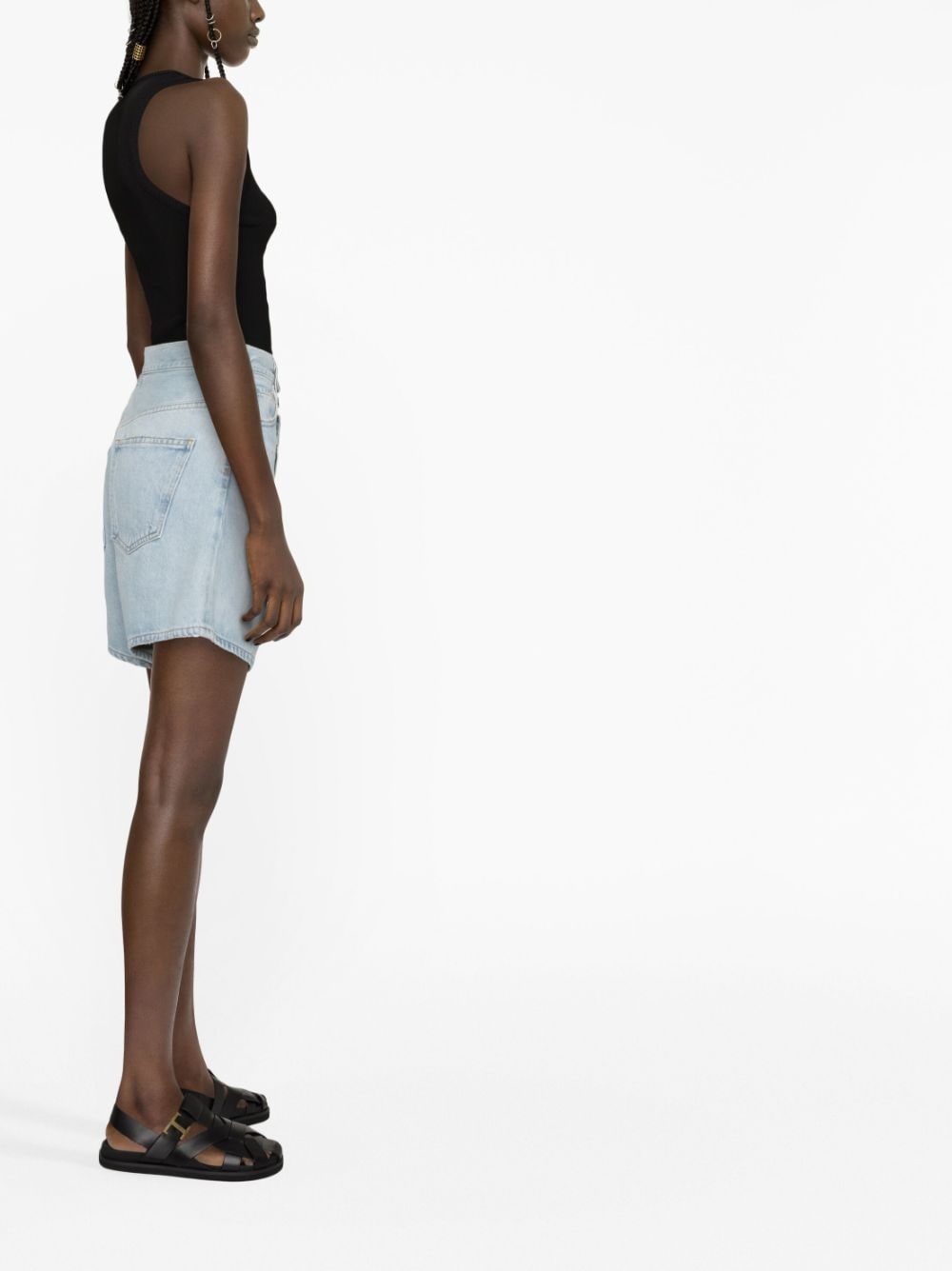 asymmetric denim shorts - 3