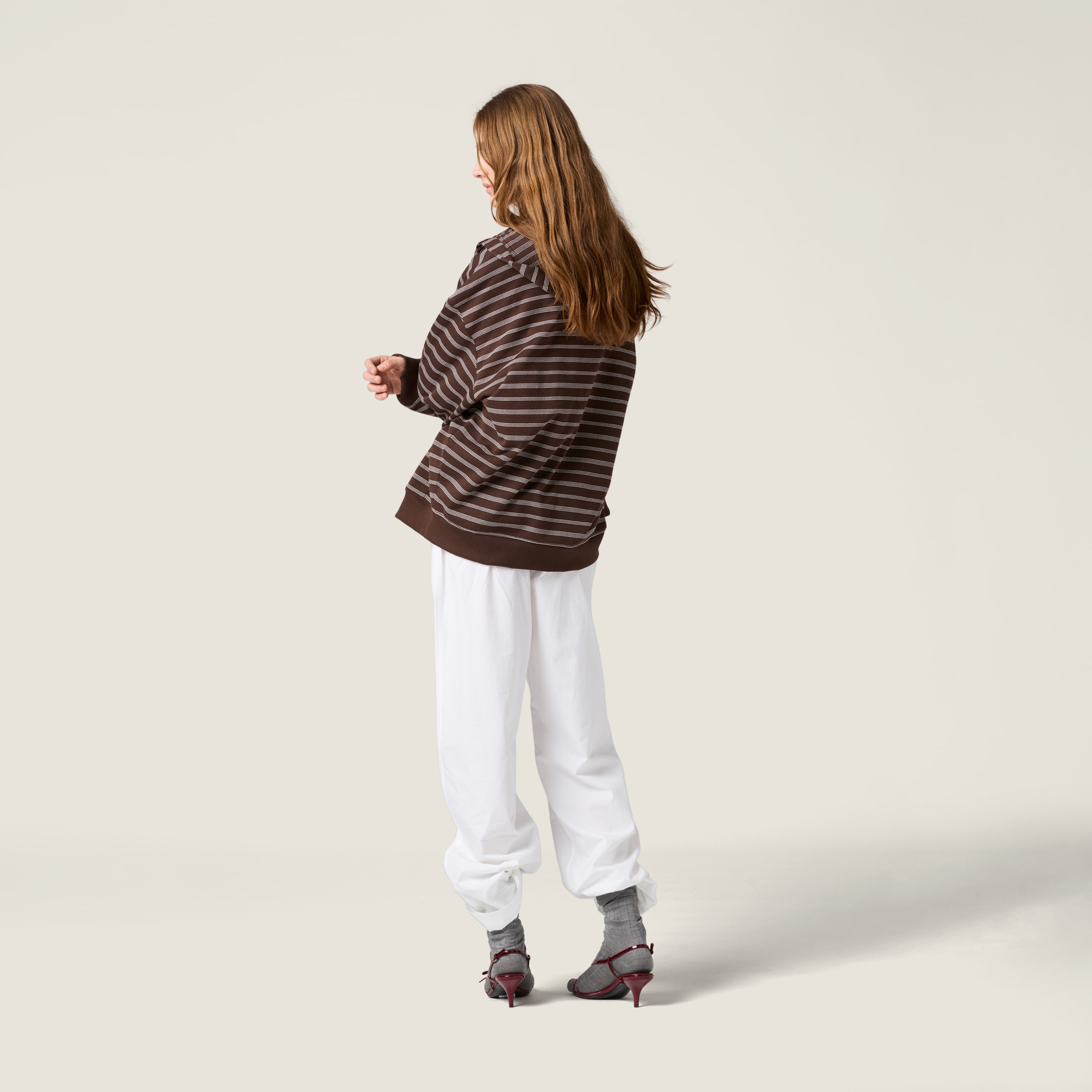 Striped cotton fleece hoodie jacket - 3