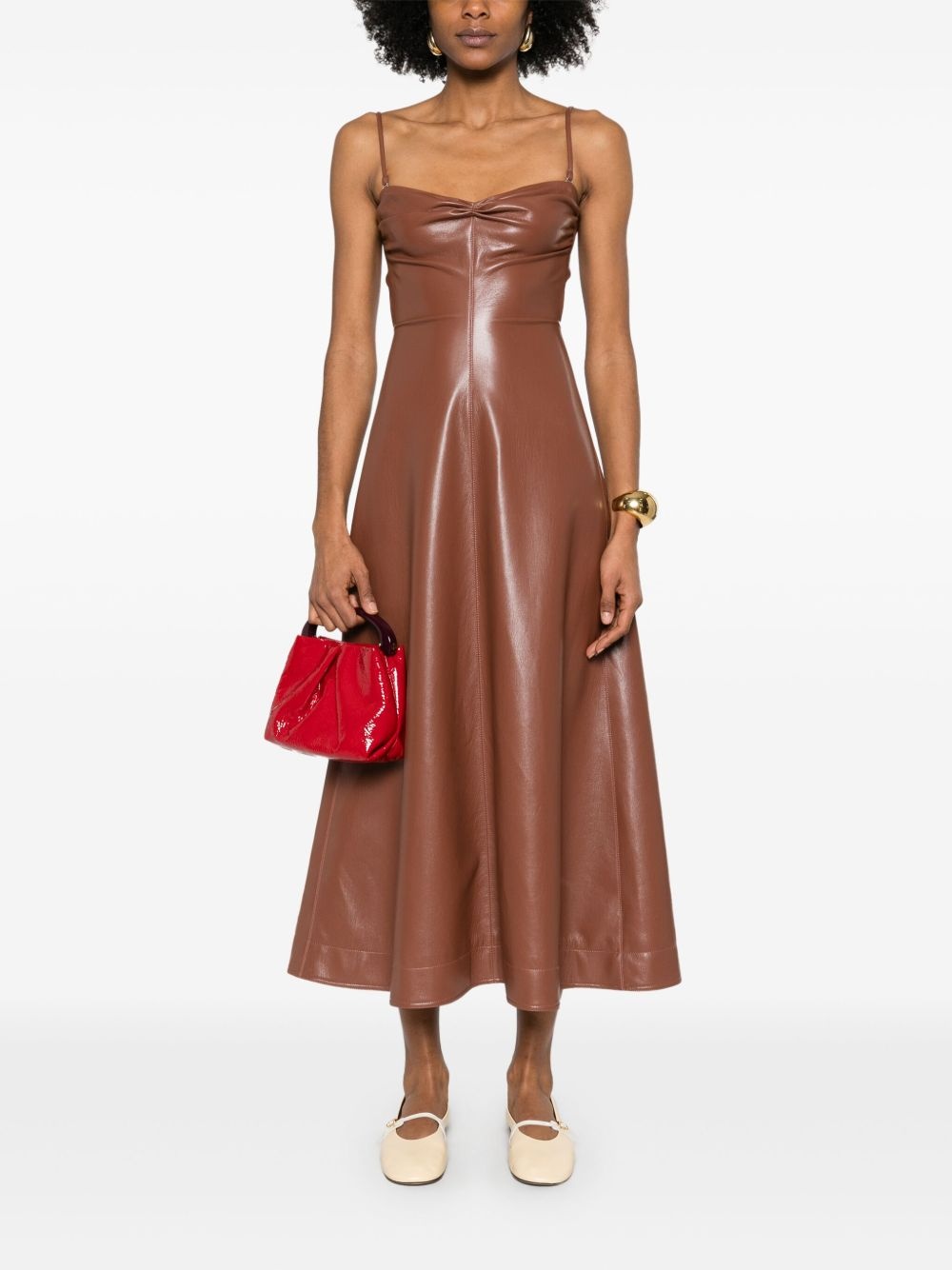 faux-leather midi dress - 2