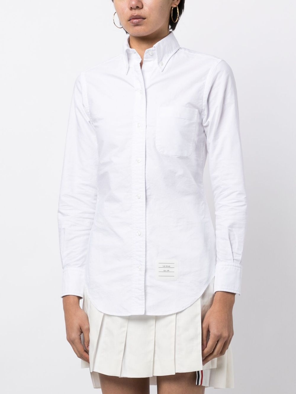 logo-appliqué cotton shirt - 3