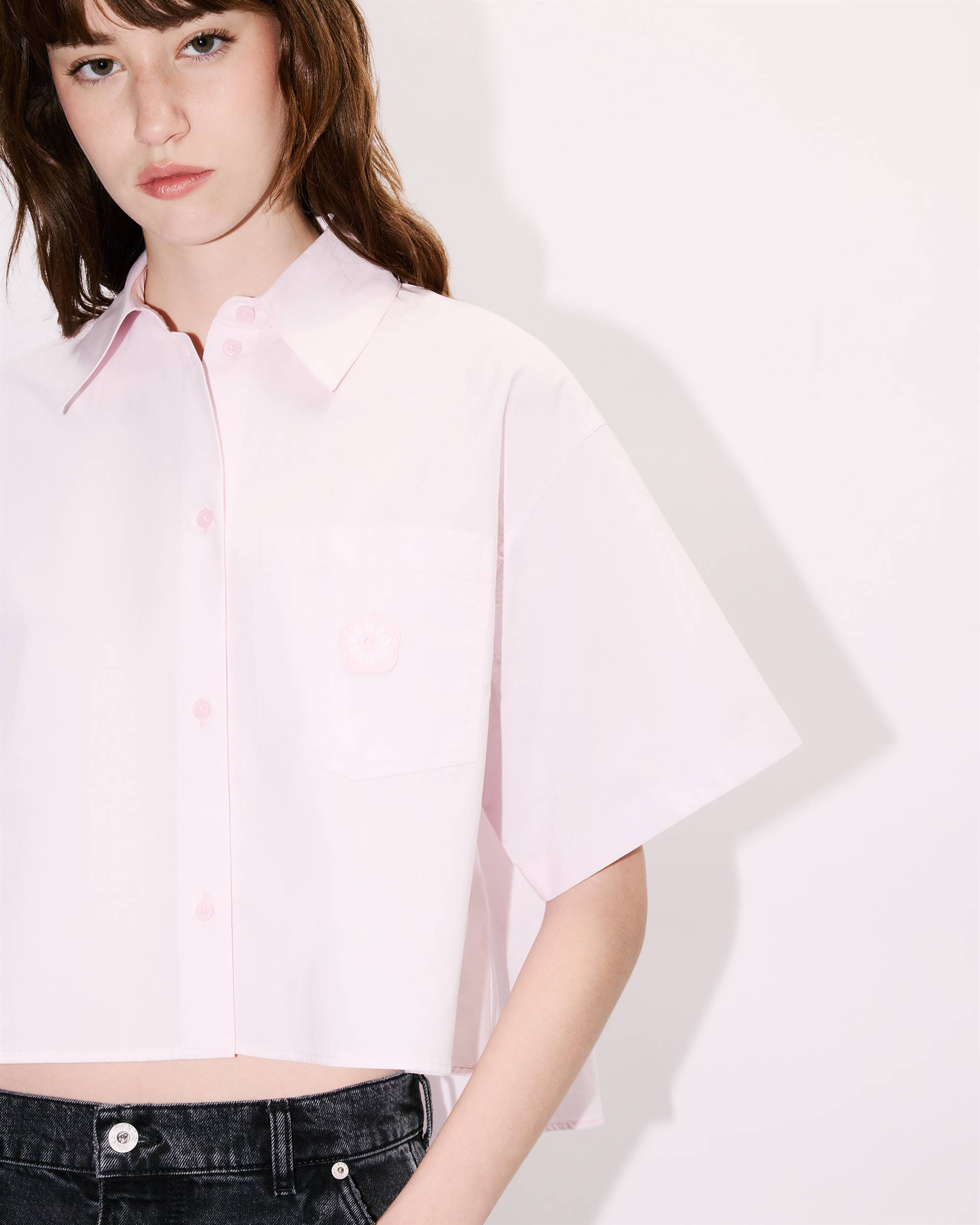 'Boke Flower 2.0' short dropped shoulders shirt in cotton poplin - 6