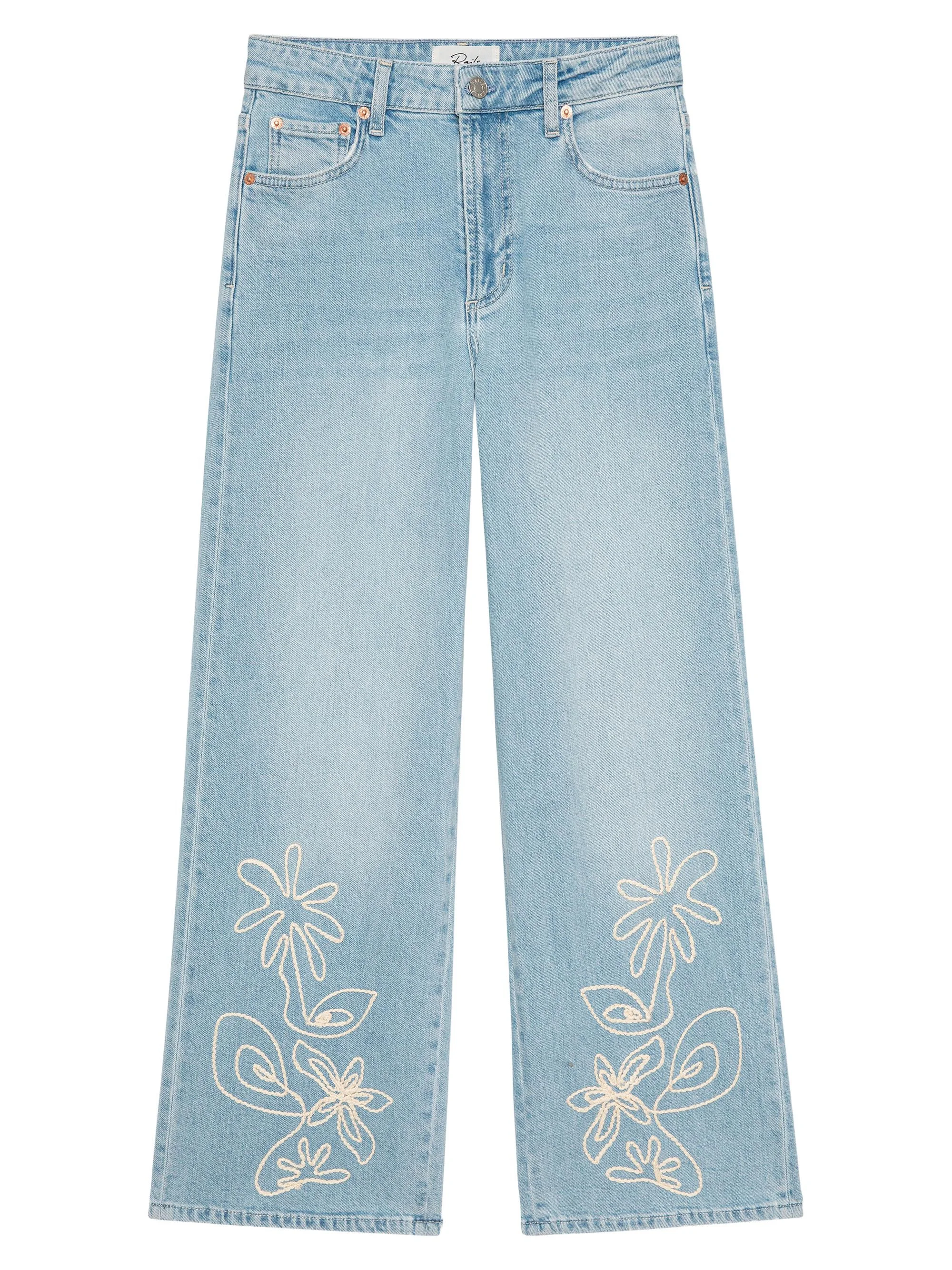 Women's Getty Embroidered Wide-Leg Crop Jeans - Lelani Embroidered - 1