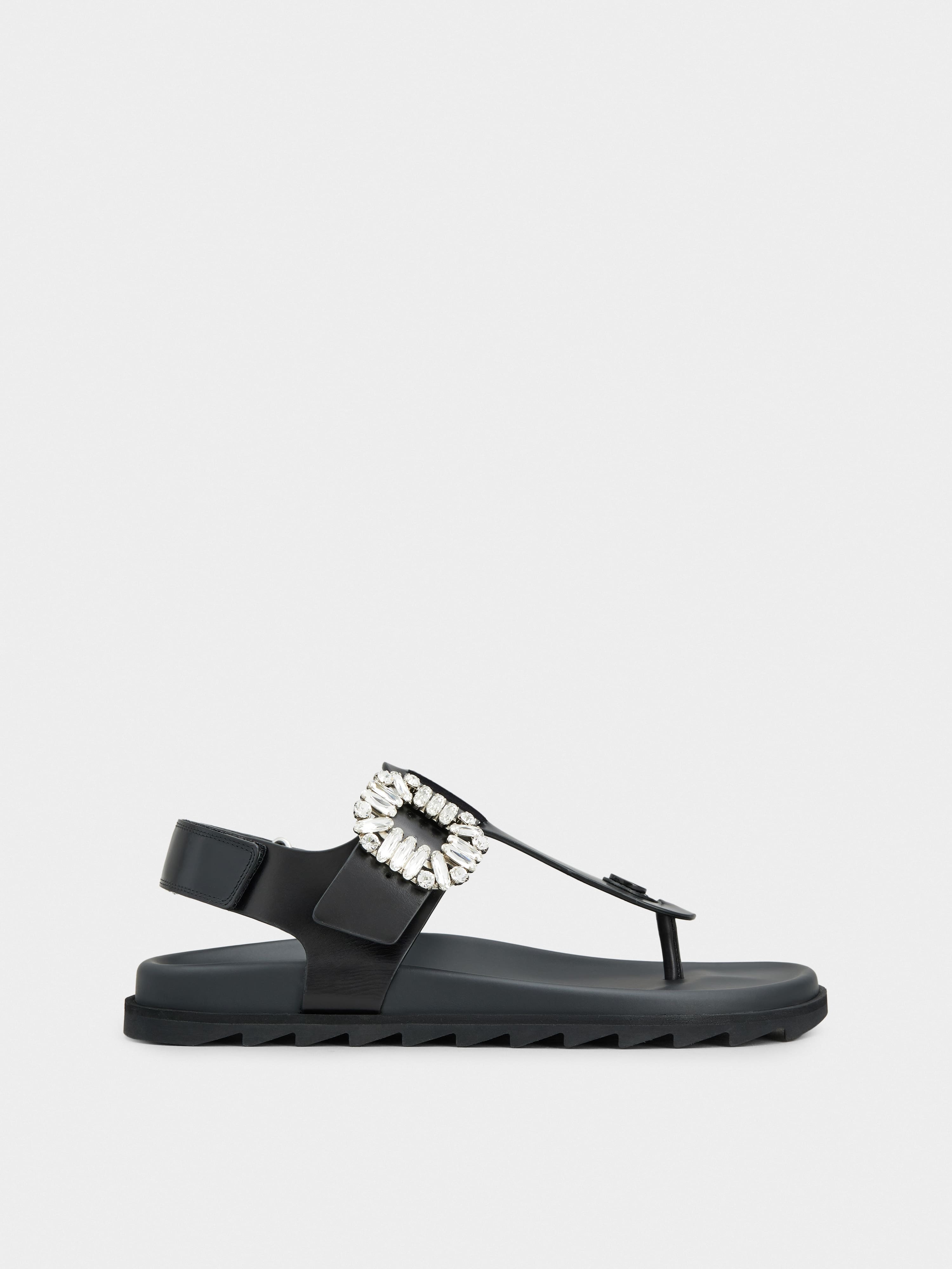 【リゾート気分】Roger Vivier Slidy Viv' トングサンダル Slidy Viv' embellished raffia sandals in neutrals - Roger
