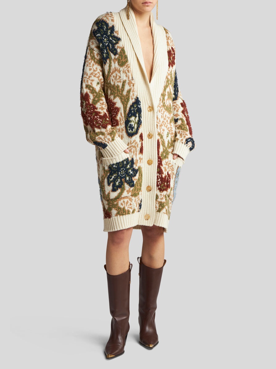 KNIT JACQUARD MAXI CARDIGAN - 4