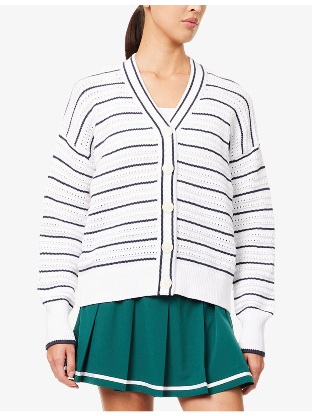Antonia Striped Cotton-Knit Cardigan - 3